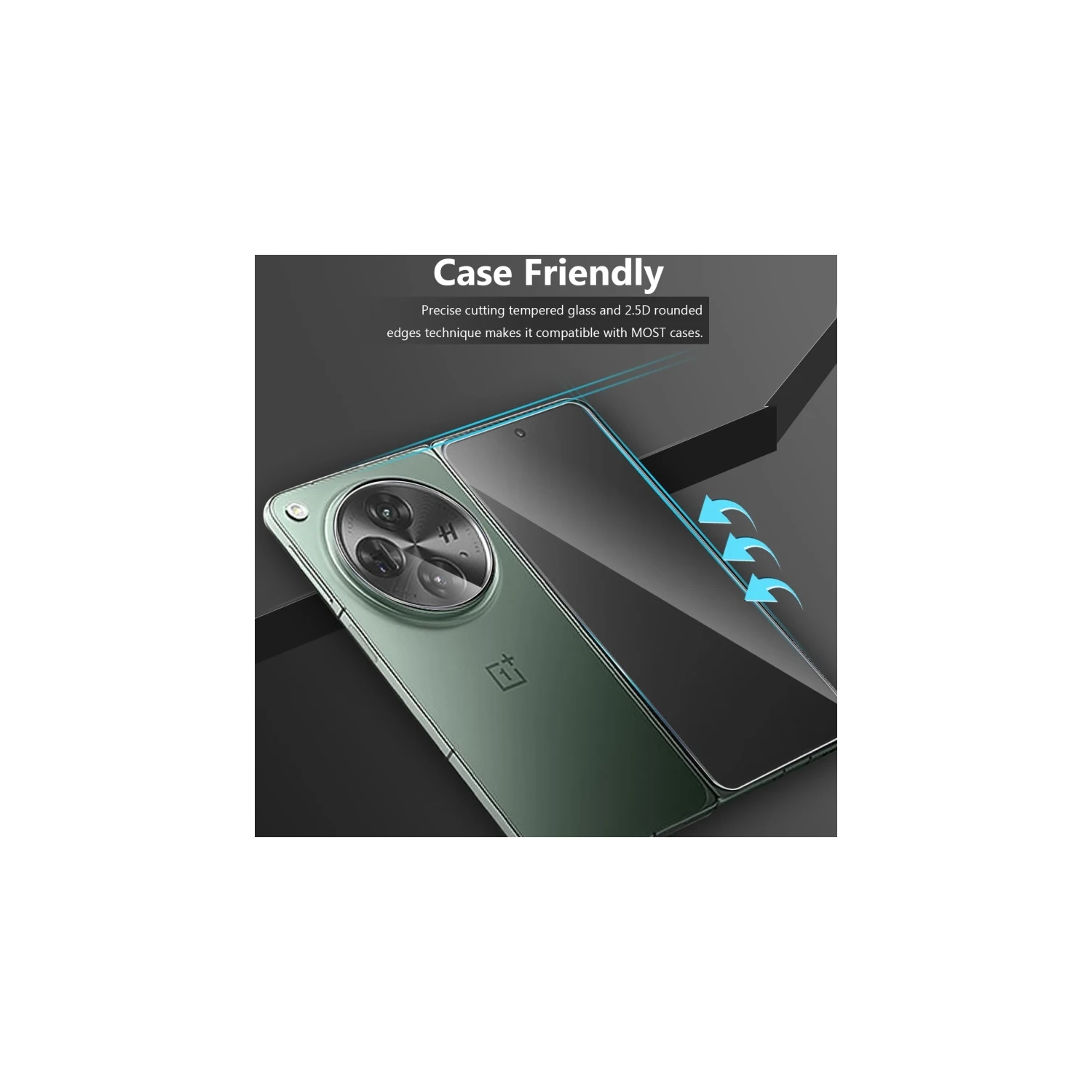 Protecteur d'écran en verre trempé OnePlus Open avec protecteur d'objectif d'appareil photo - dureté 9H, antirayure, anti-empreintes