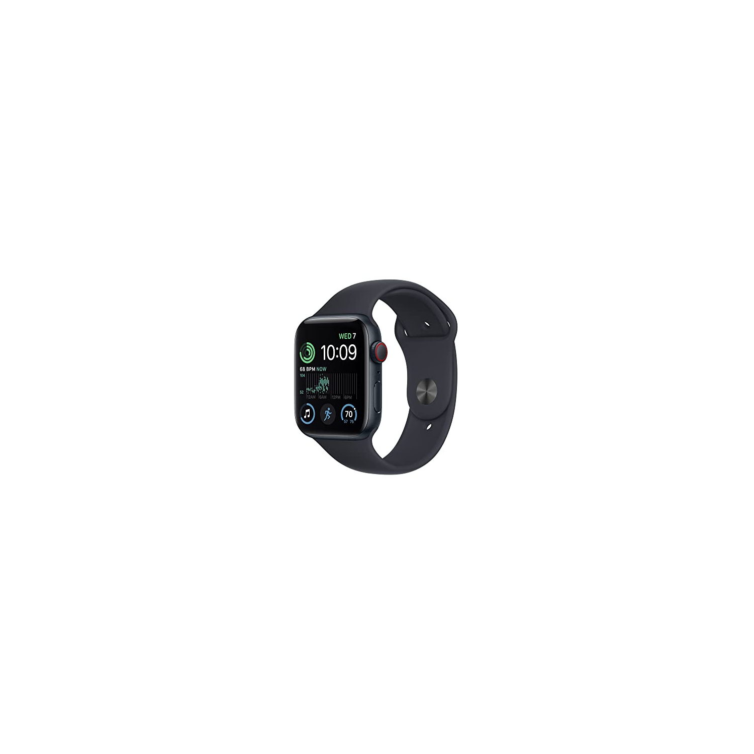 Apple Watch SE [GPS +Cellular 44mm] Smart Watch w/Midnight Aluminum Case & Midnight Sport Band - M/L.