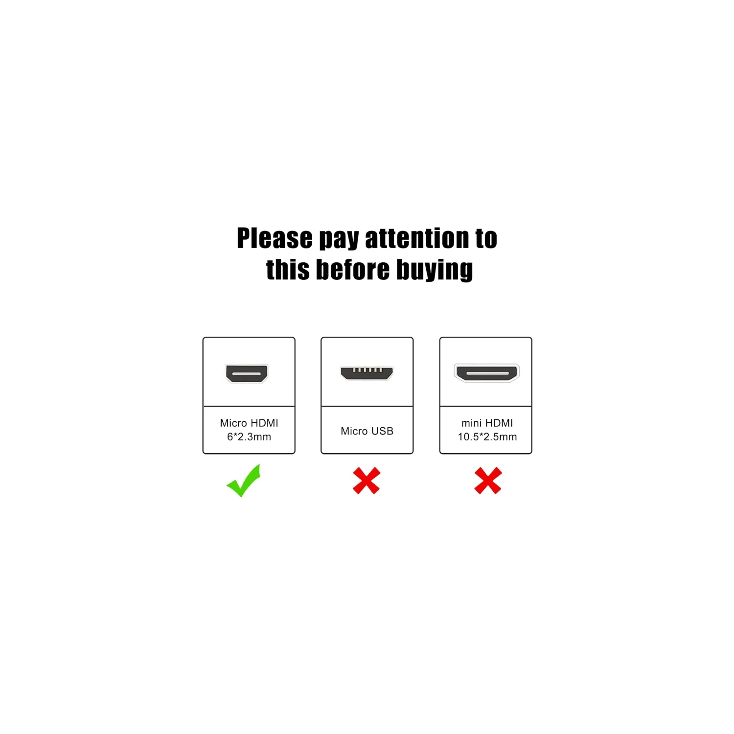 Micro HDMI to HDMI Female Cable 0.5 Feet - 4K60 HDR Support - Compatible with GoPro Hero & Raspberry Pi 4