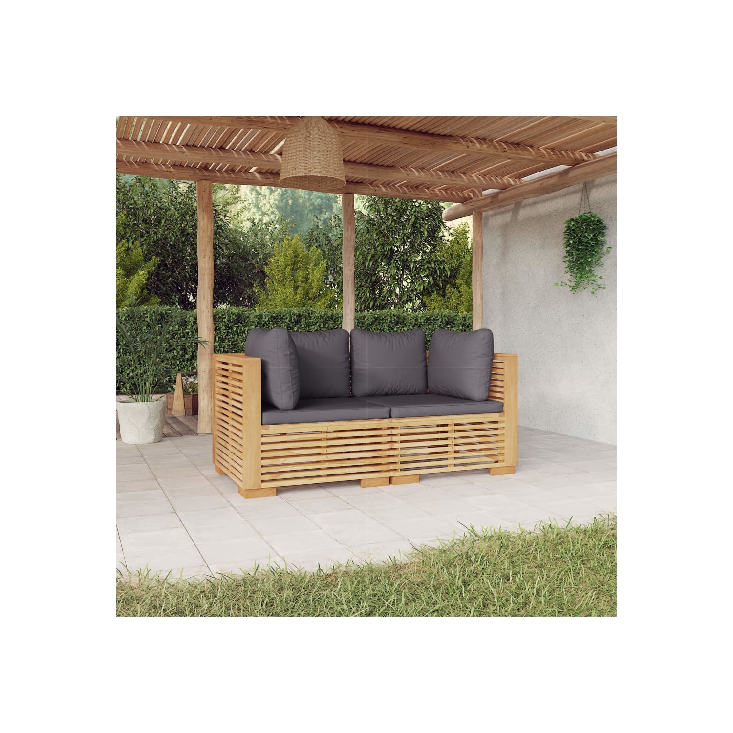 vidaXL Garden Corner Sofas with Cushions 2 pcs Solid Teak Wood