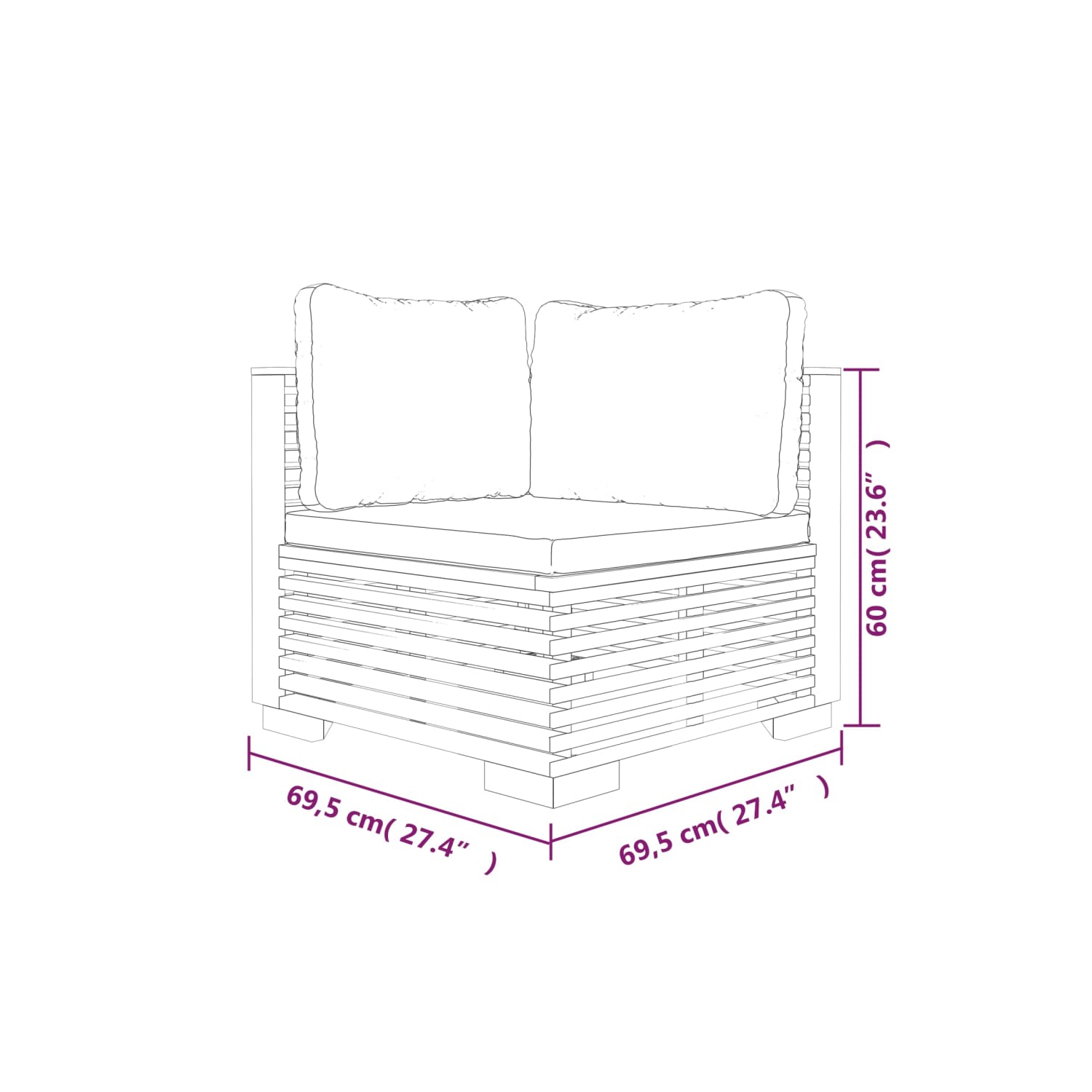vidaXL Garden Corner Sofas with Cushions 2 pcs Solid Teak Wood