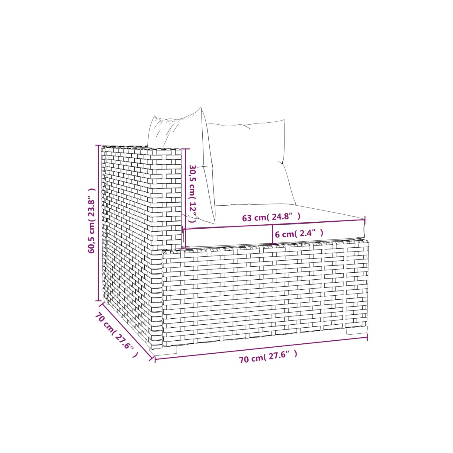 Ensemble patio 9 pièces avec coussins en poly rotin brun vidaXL