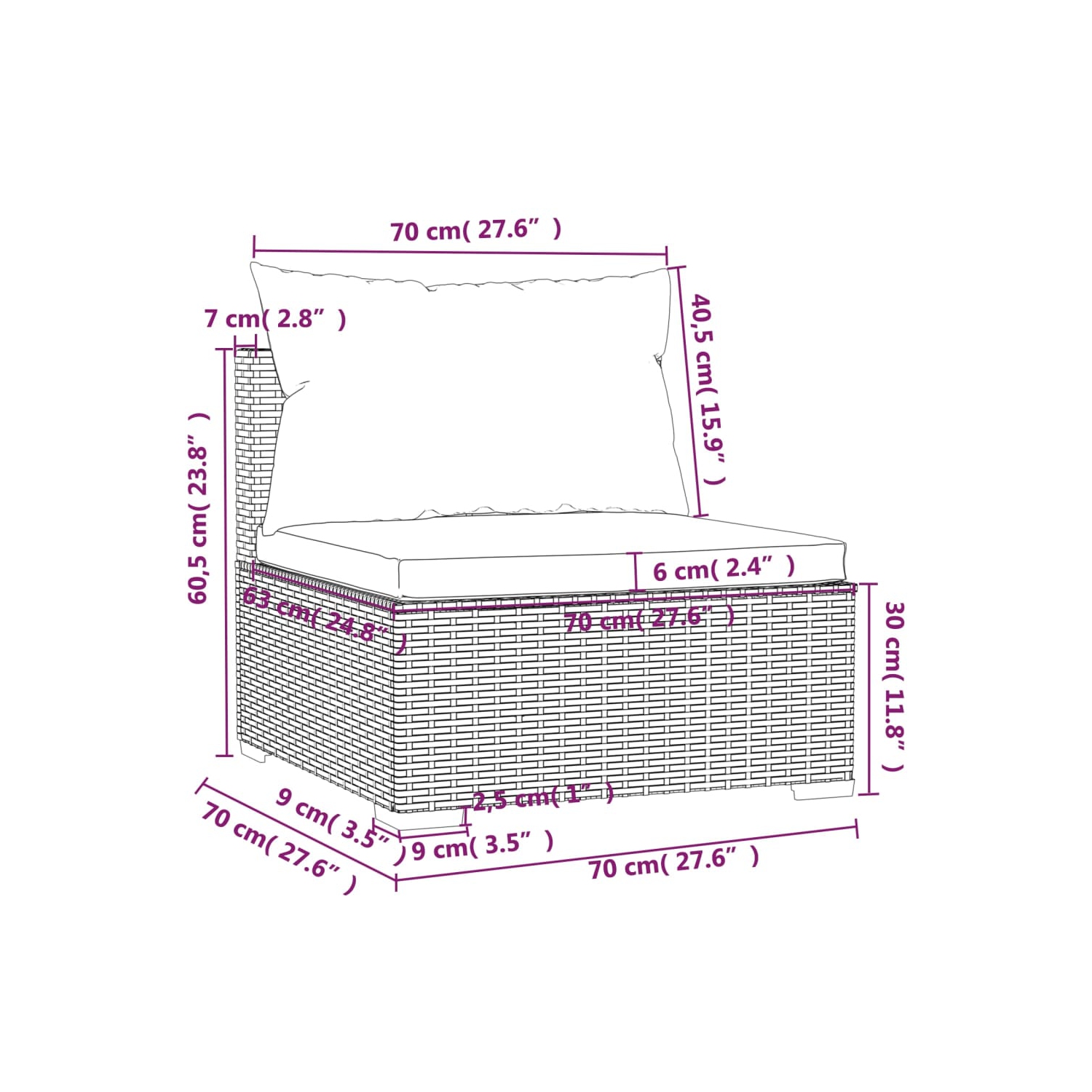 Ensemble patio 9 pièces avec coussins en poly rotin brun vidaXL