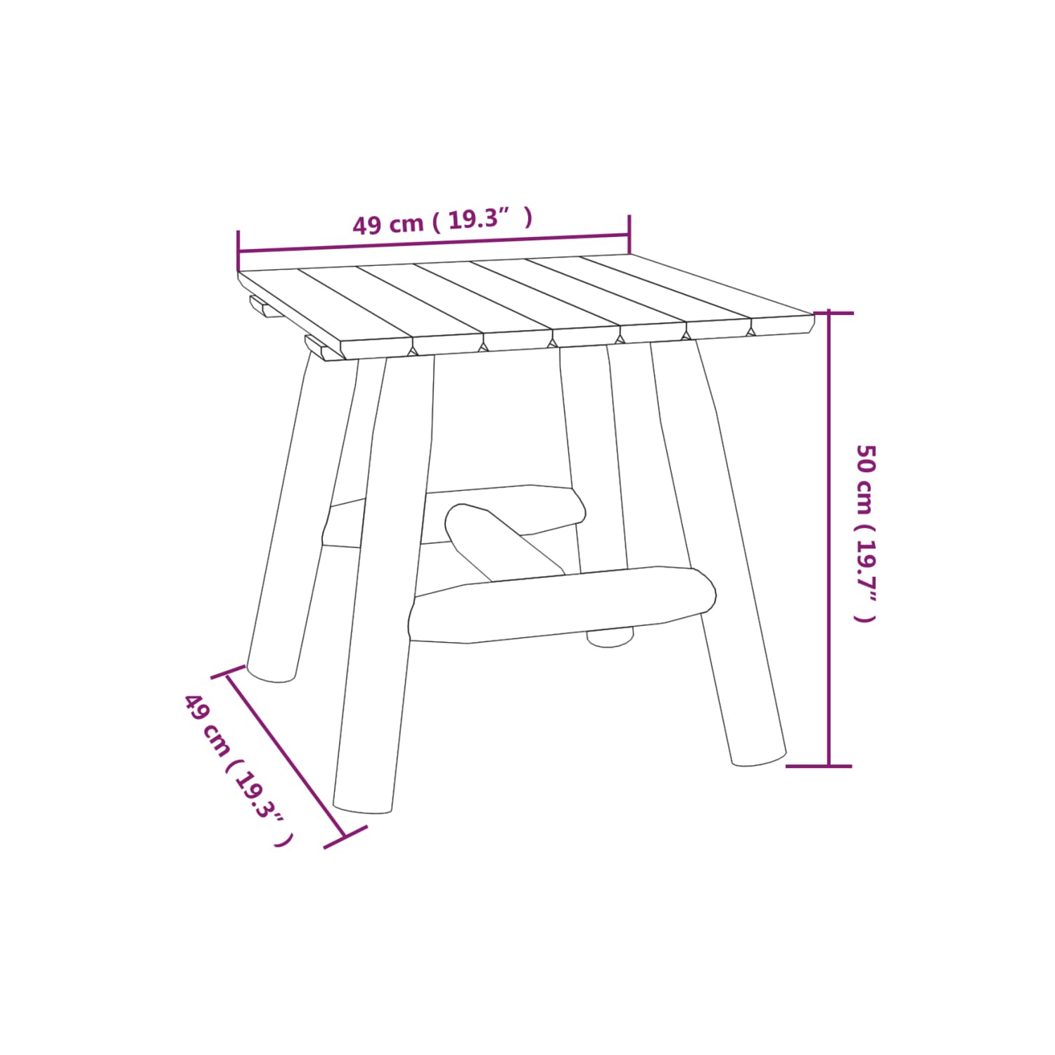 vidaXL Side Table 49x49x50 cm Solid Wood Spruce