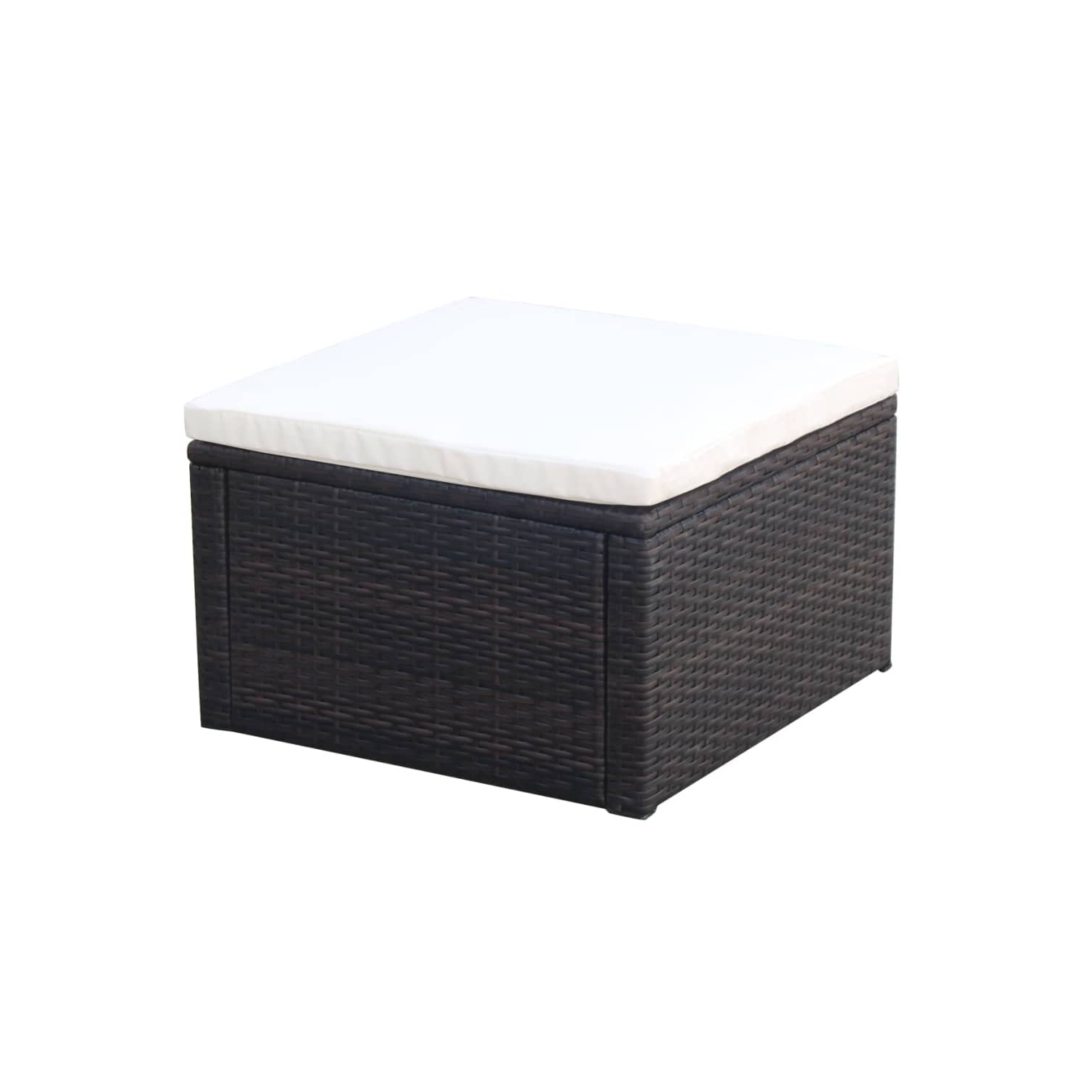 vidaXL Footstool Ottoman Poly Rattan 53x53x30 cm Brown