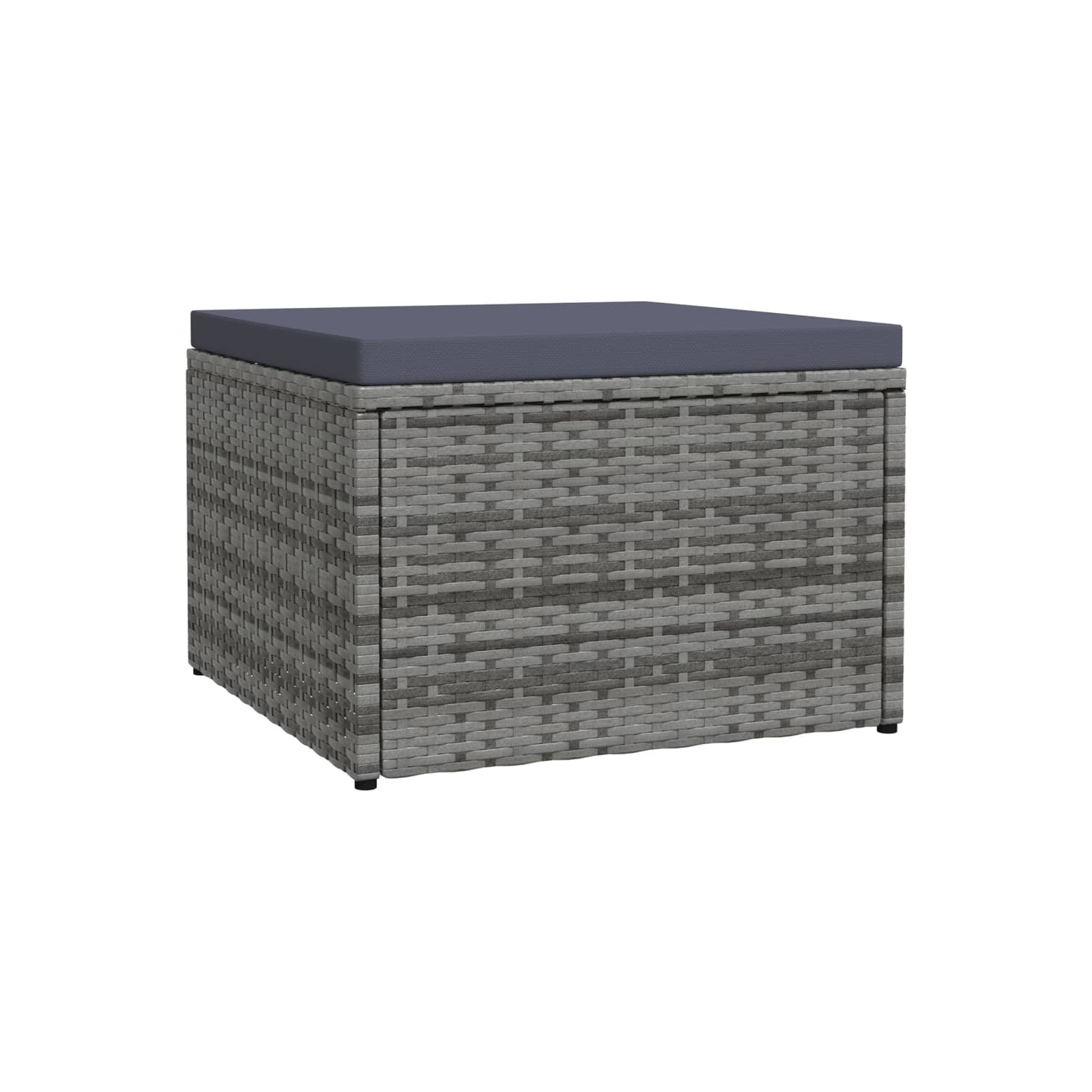 Tabouret pieds de jardin en poly rotin gris coussin de vidaXL