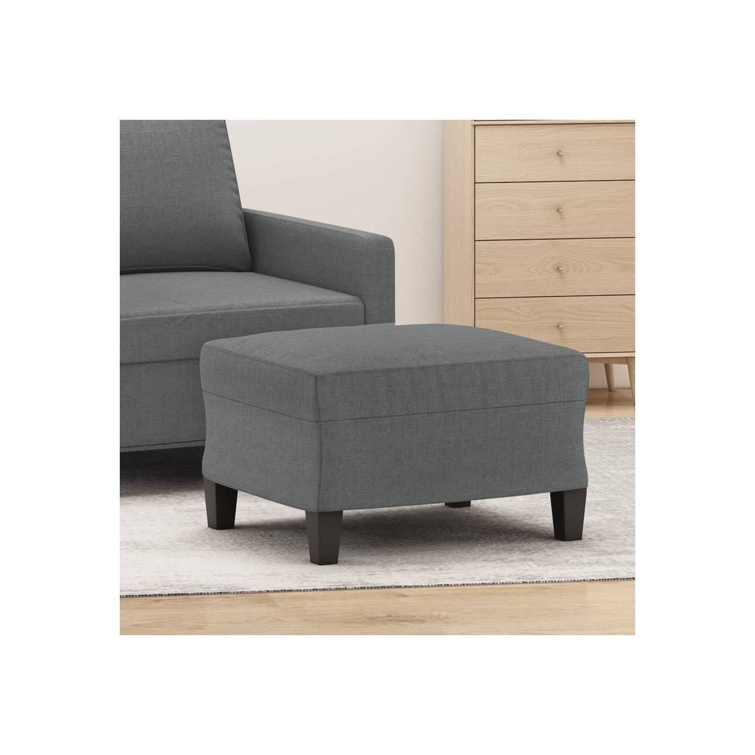 Tabouret pieds vidaXL, tissu gris foncé 60 x 50 x 41 cm