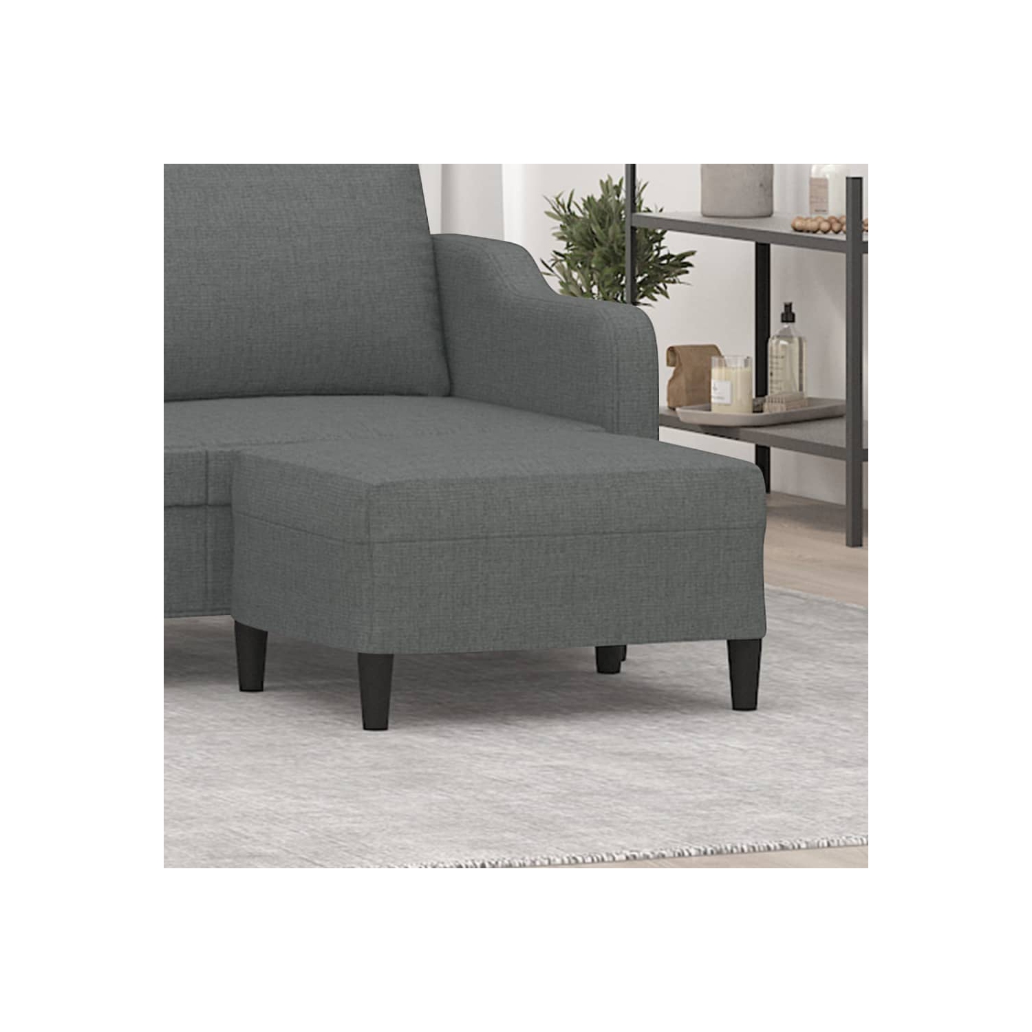 Tabouret pieds vidaXL en tissu gris foncé 70 x 55 x 41&nbsp;cm