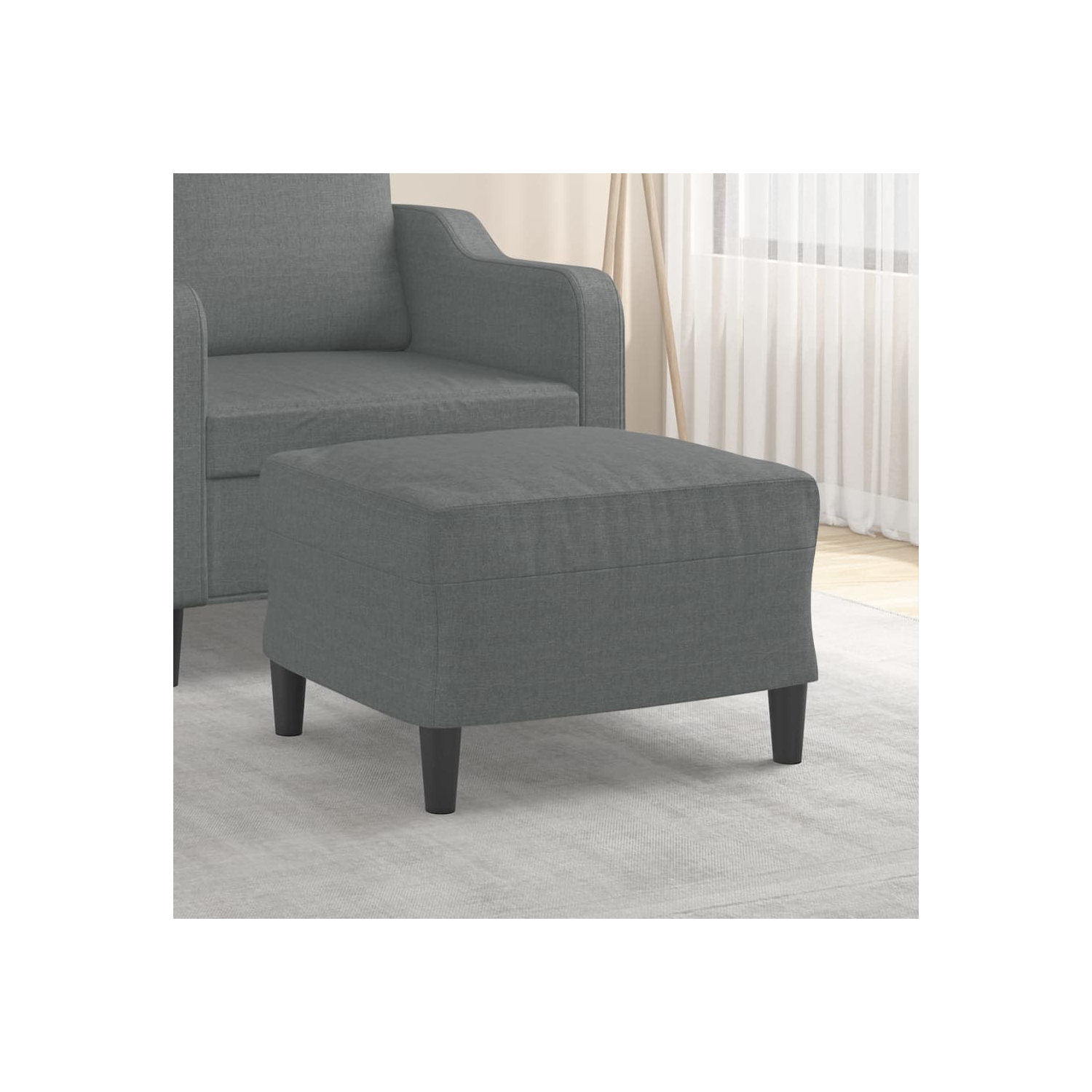 Tabouret pieds vidaXL, tissu gris foncé 60 x 50 x 41&nbsp;cm