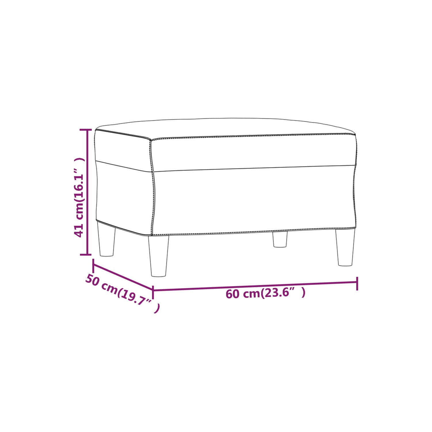 Tabouret à pied vidaXL en tissu gris pâle 60 x 50 x 41 cm