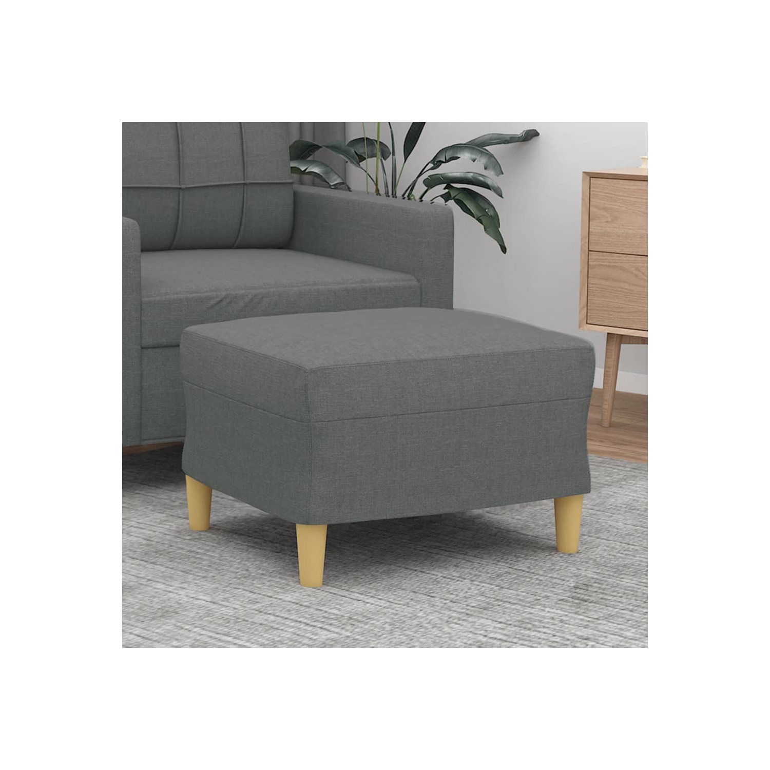 Tabouret pieds vidaXL, tissu gris foncé 60 x 50 x 41 cm