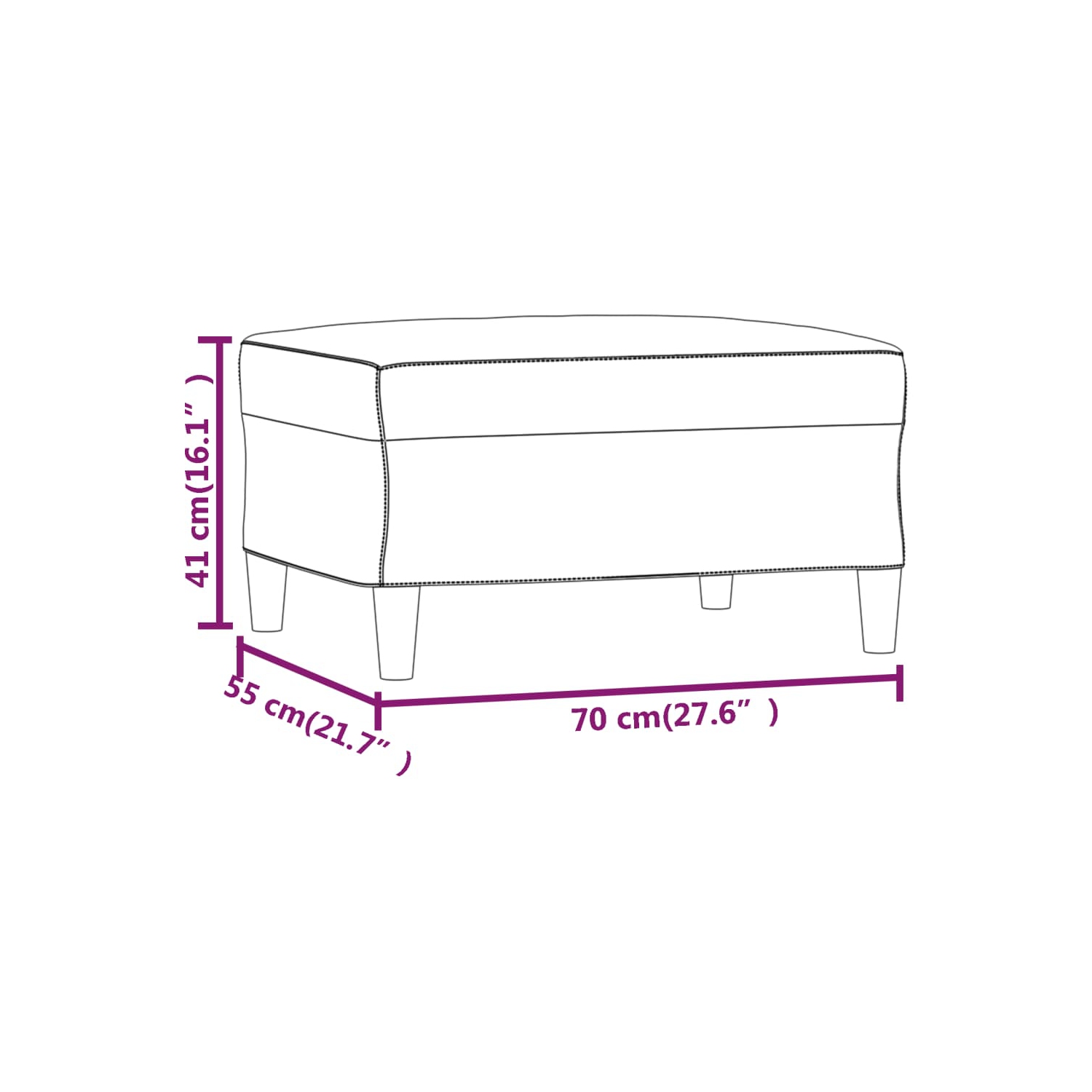 Tabouret à pied gris pâle de 70 x 55 x 41 cm de vidaXL