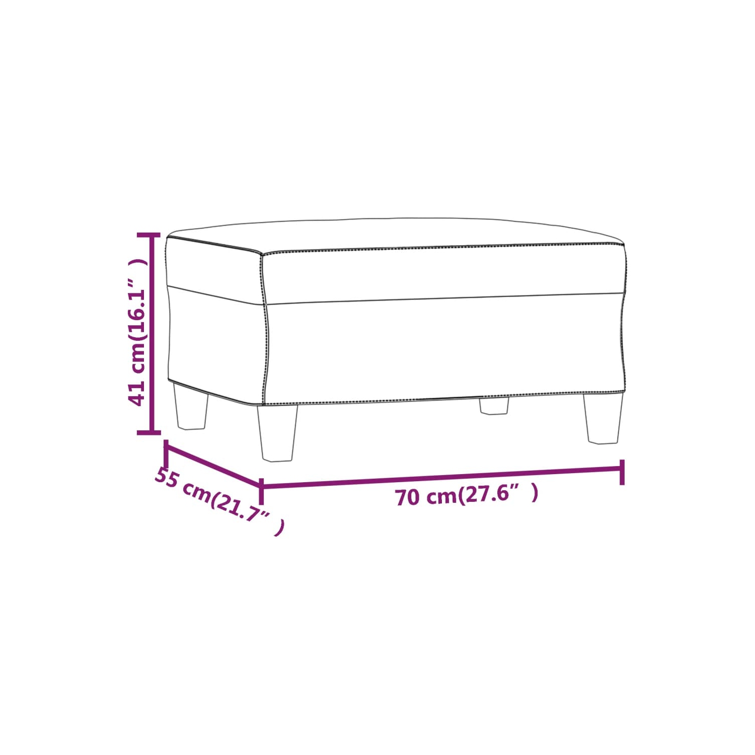 Tabouret en microfibre gris pâle de 70 x 55 x 41 cm de vidaXL