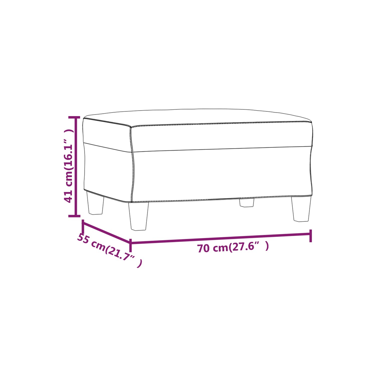 Tabouret pieds en microfibre gris foncé 70 x 55 x 41 cm de vidaXL