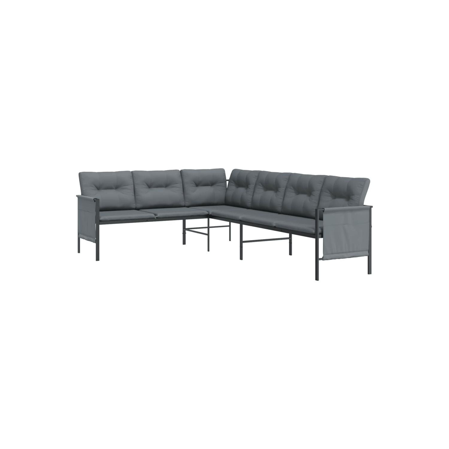 vidaXL Garden Corner Sofa Anthracite Steel and Textilene