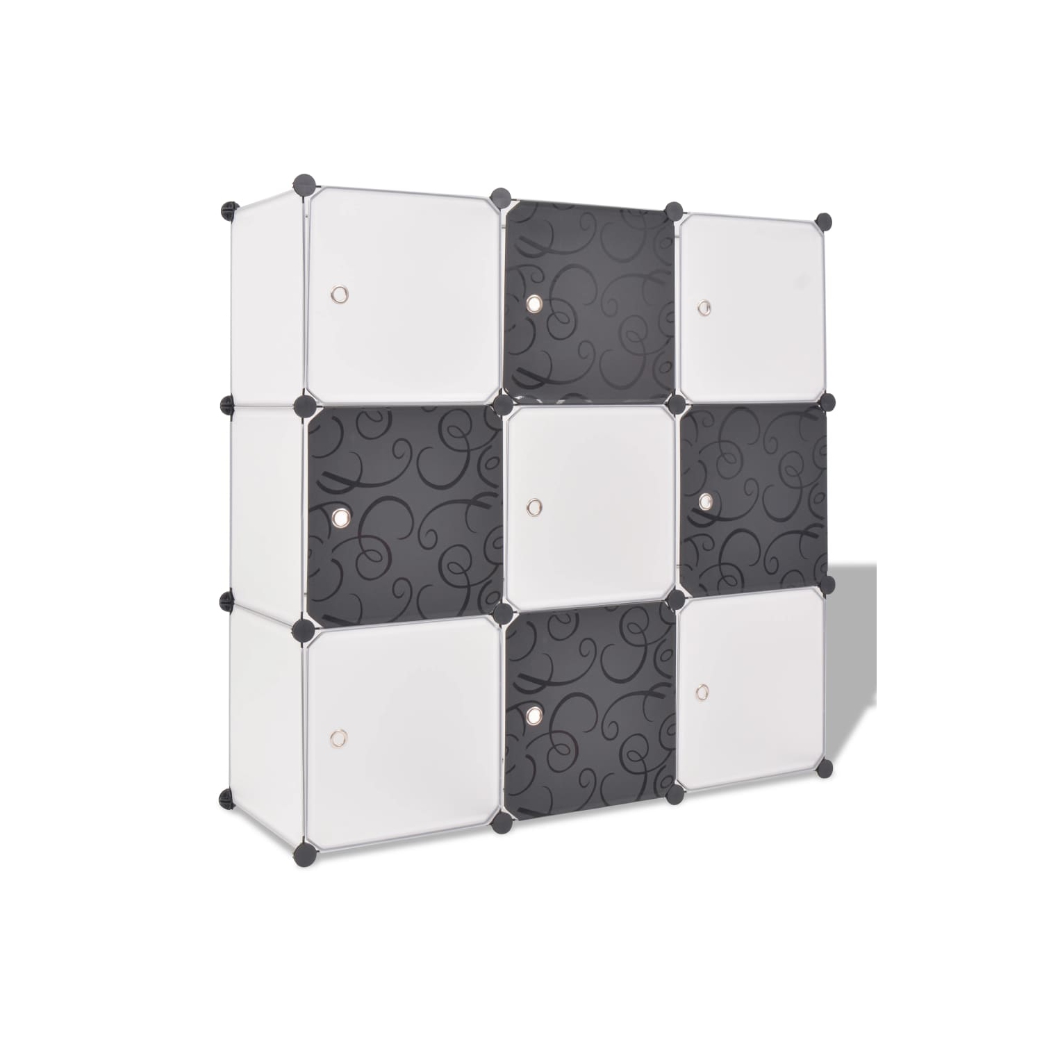 vidaXL Storage Cube Organiser with 9 Compartments Black and White