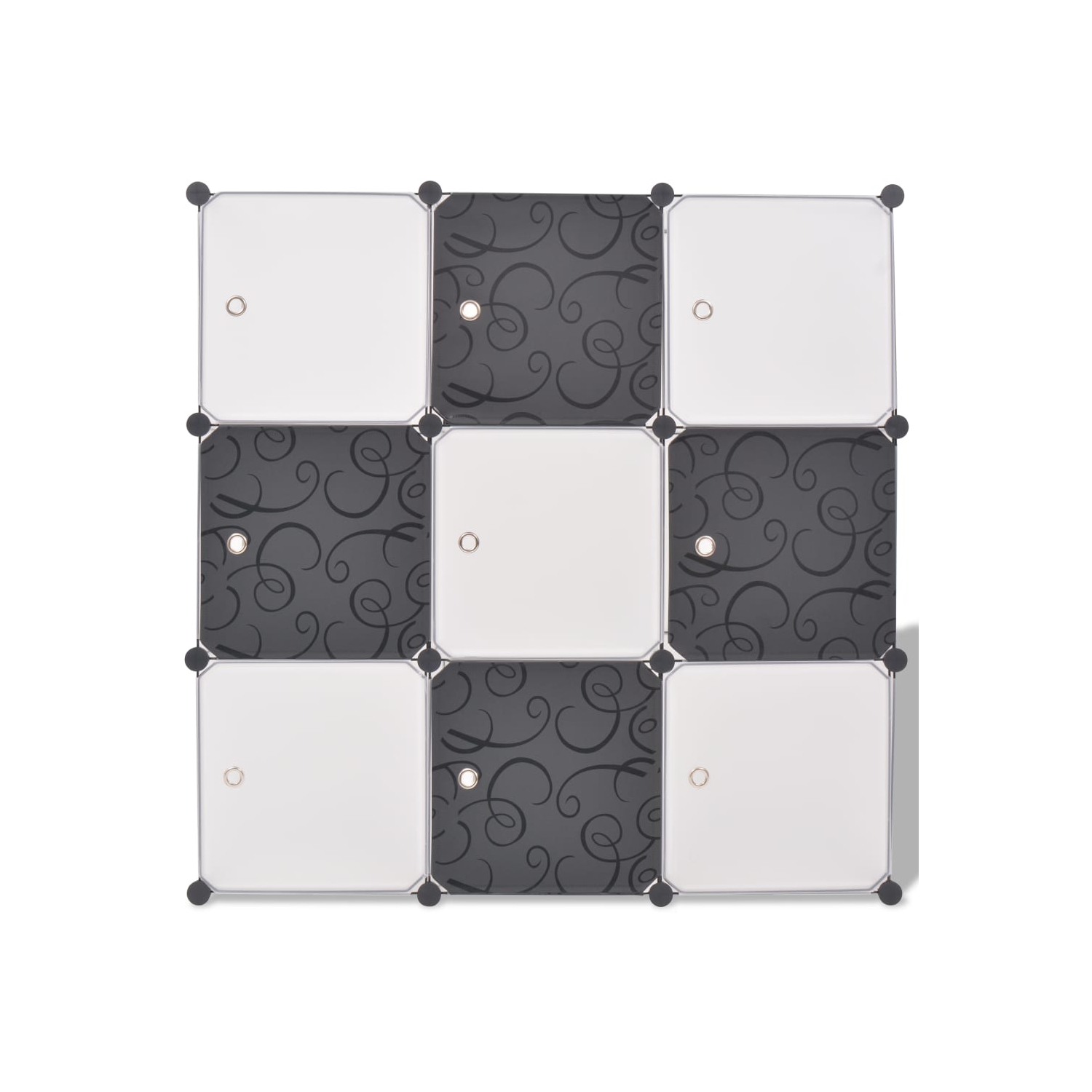 vidaXL Storage Cube Organiser with 9 Compartments Black and White