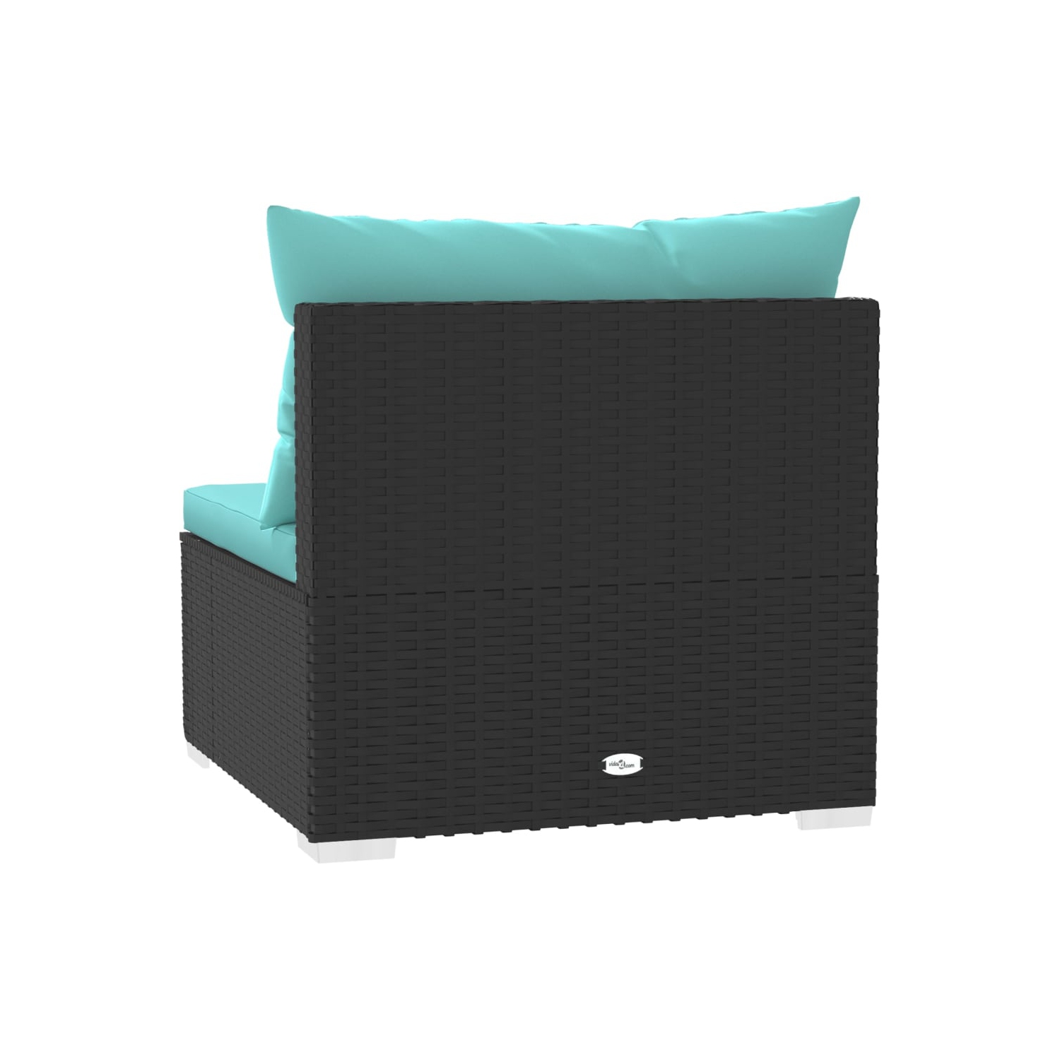 Sofa à 3 places avec coussins en rotin de polyester noir vidaXL