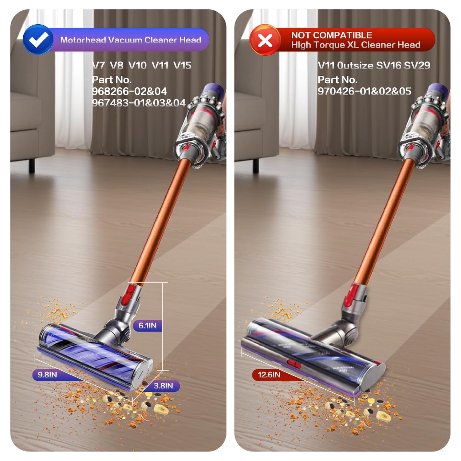 Upgraded Anti-Tangle Vacuum Head for Dyson V7 V8 V10 V11 V15 Cordless