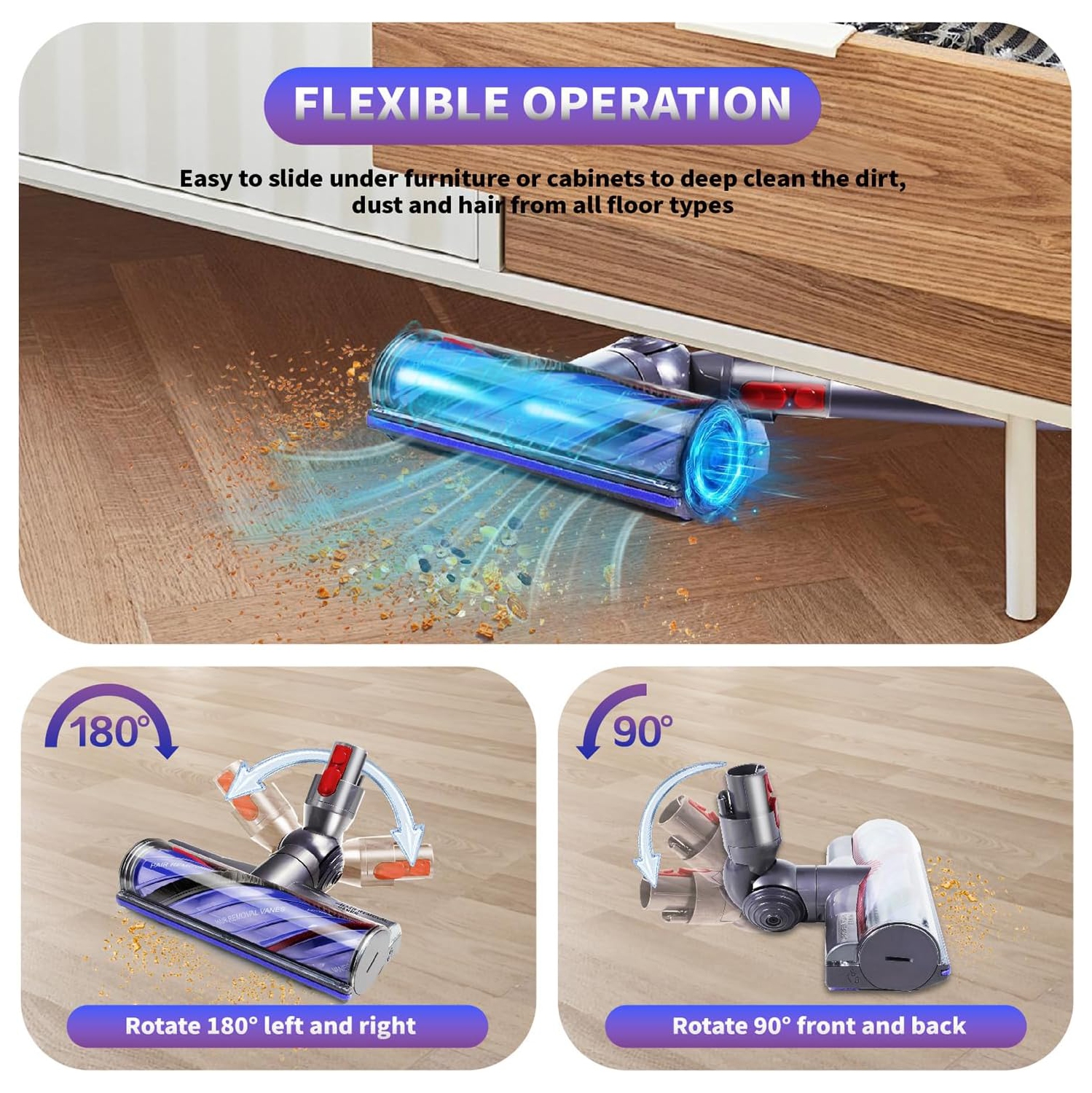 Upgraded Anti-Tangle Vacuum Head for Dyson V7 V8 V10 V11 V15 Cordless