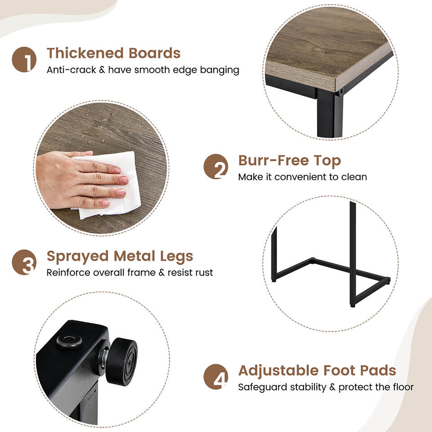 Gymax 3 Pcs Nesting Coffee End Table Set Stacking Side Nightstand Living Room