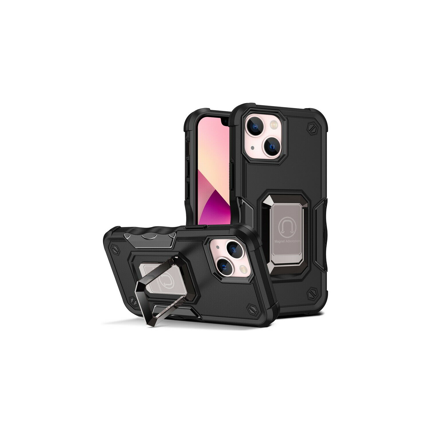 Étui rigide ajusté avec support à anneau Defender de SuperShield pour iPhone 14/13 - Noir