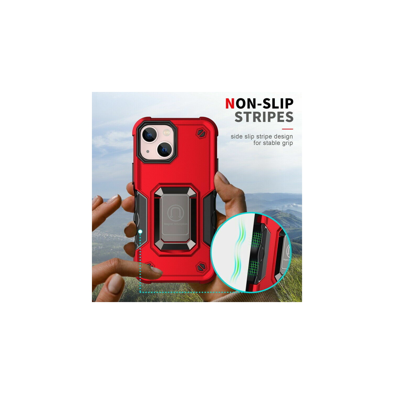 Étui rigide ajusté avec support à anneau Defender de SuperShield pour iPhone 14/13 - Noir