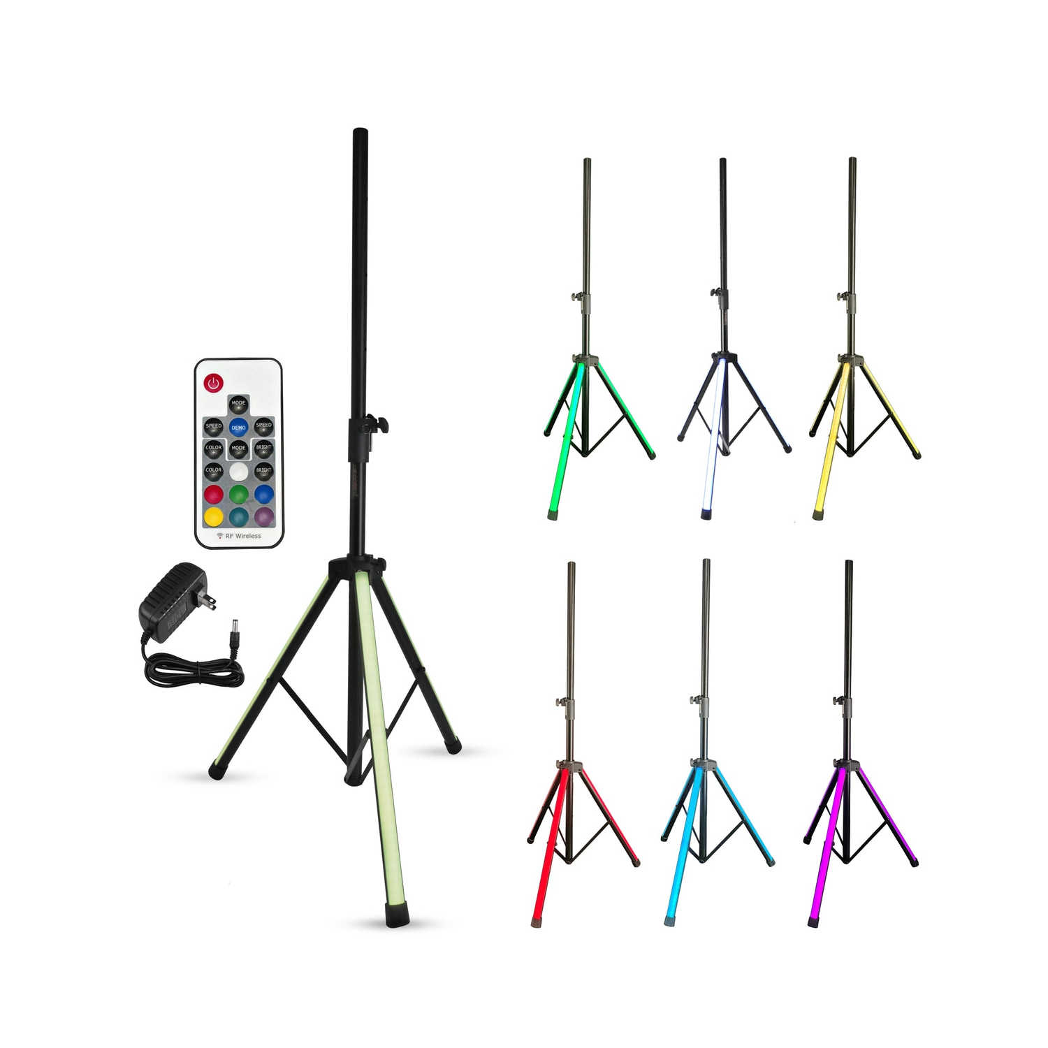 5 Core Speakers Stands with LED Lights Heavy Duty Height Adjustable Tripod PA Studio Monitor Holder for Large Speakers DJ Stand Para Bocinas - SS HD LGT