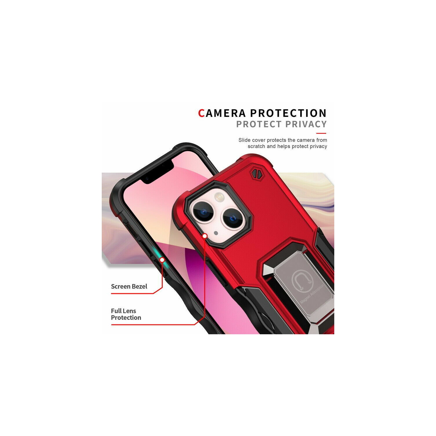 SuperShield Defender Fitted Hard Shell Ring Holder Stand Case for iPhone 14 Plus - Blue