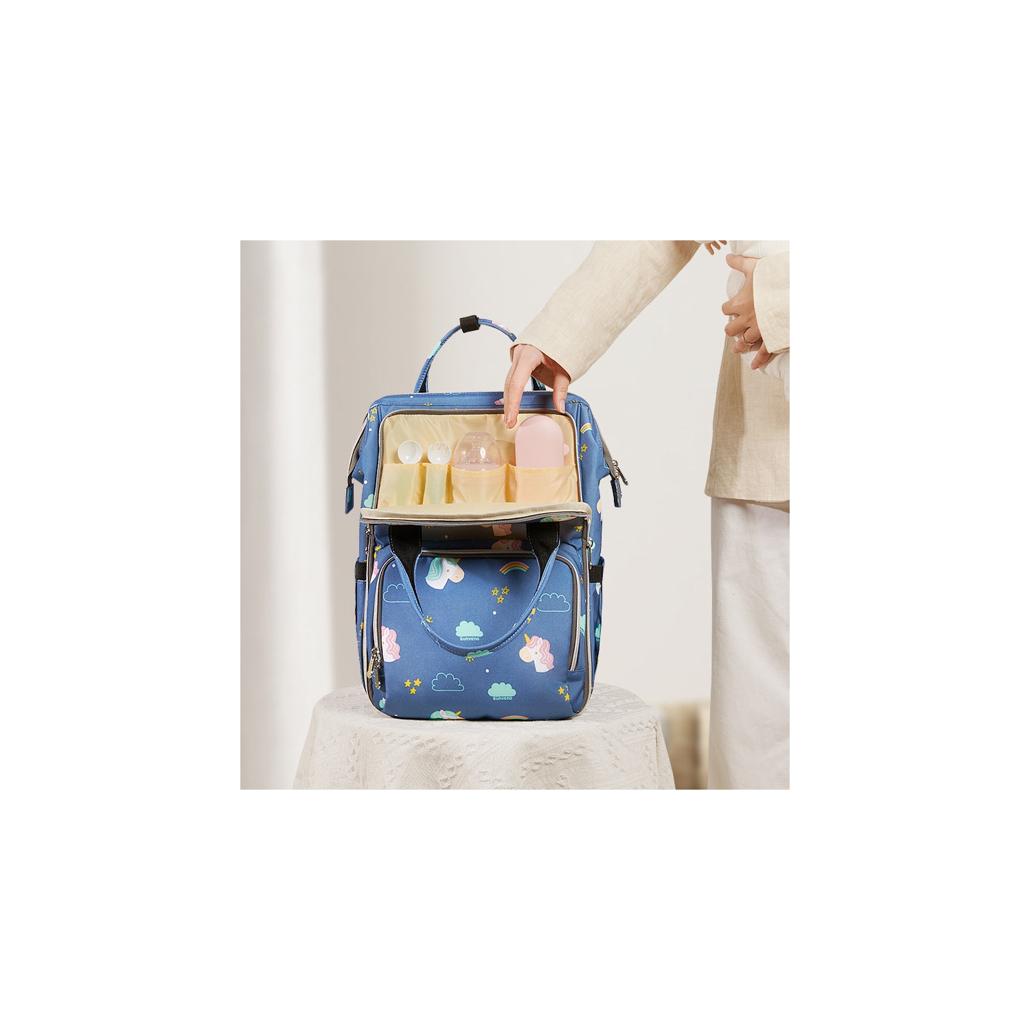 Sunveno Open-Wide Diaper Bag Backpack