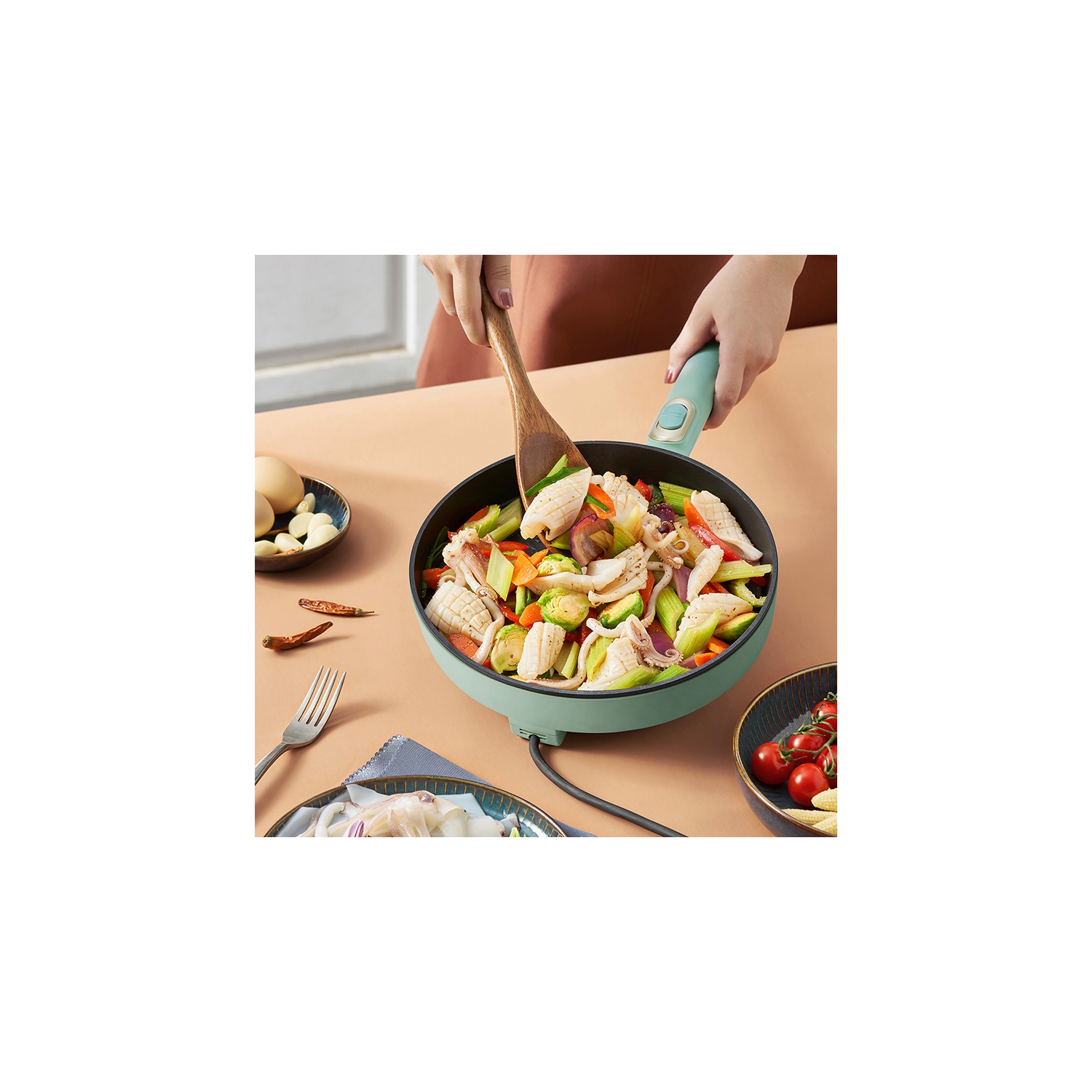 DBC-D15G2 à crêpes/crêpes électriques à deux côtés de Bear, plaque électrique, poêle multifonctionnelle amovible, couvercle en verre de 11,8&nbsp;po