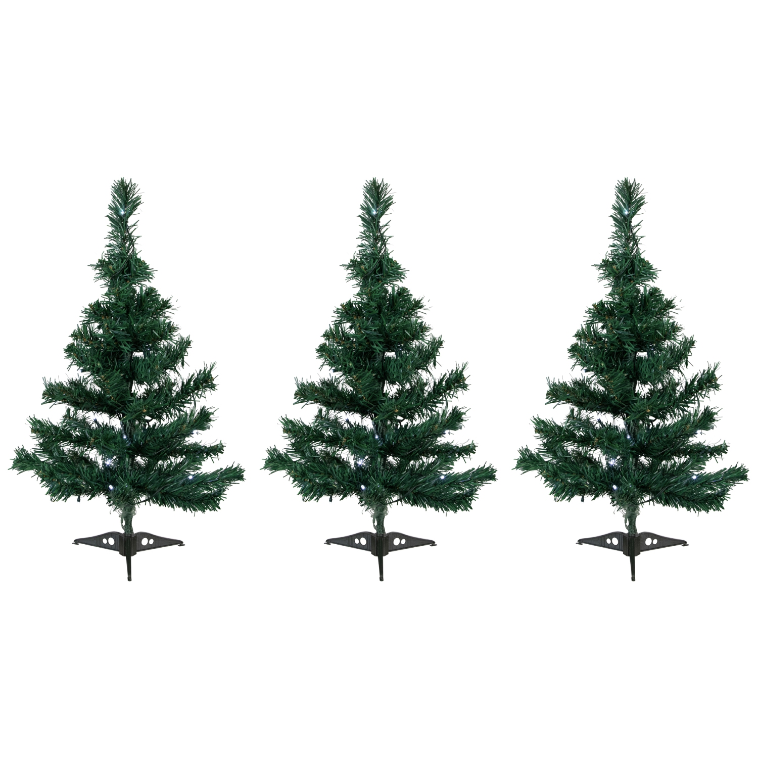 LED Lighted Christmas Tree Outdoor Pathway Markers - 24" - Set of 3