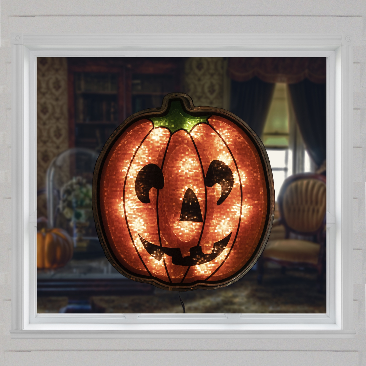 Lighted Jack O' Lantern Halloween Window Decoration - 13.5"