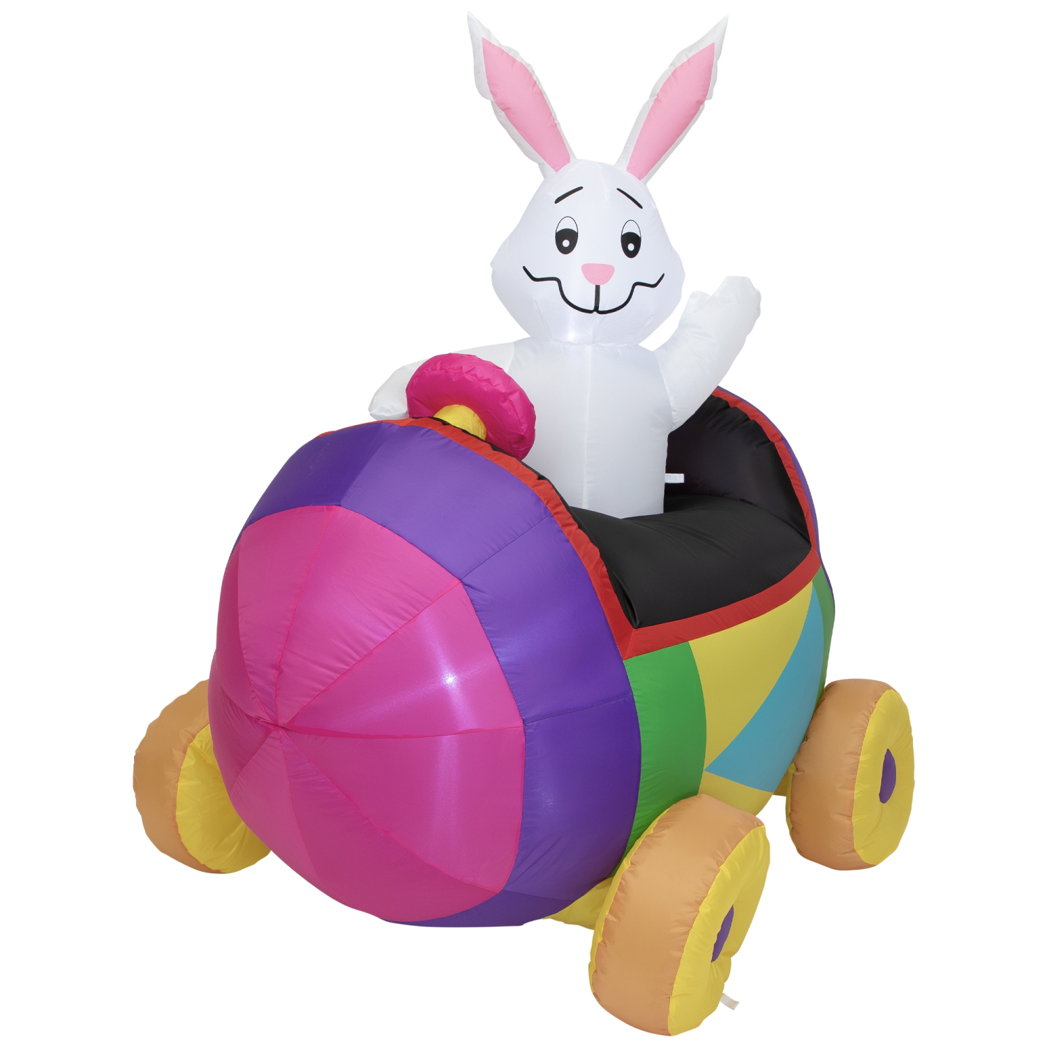 Inflatable Lighted Easter Bunny with Egg Car Outdoor Decoration - 4'