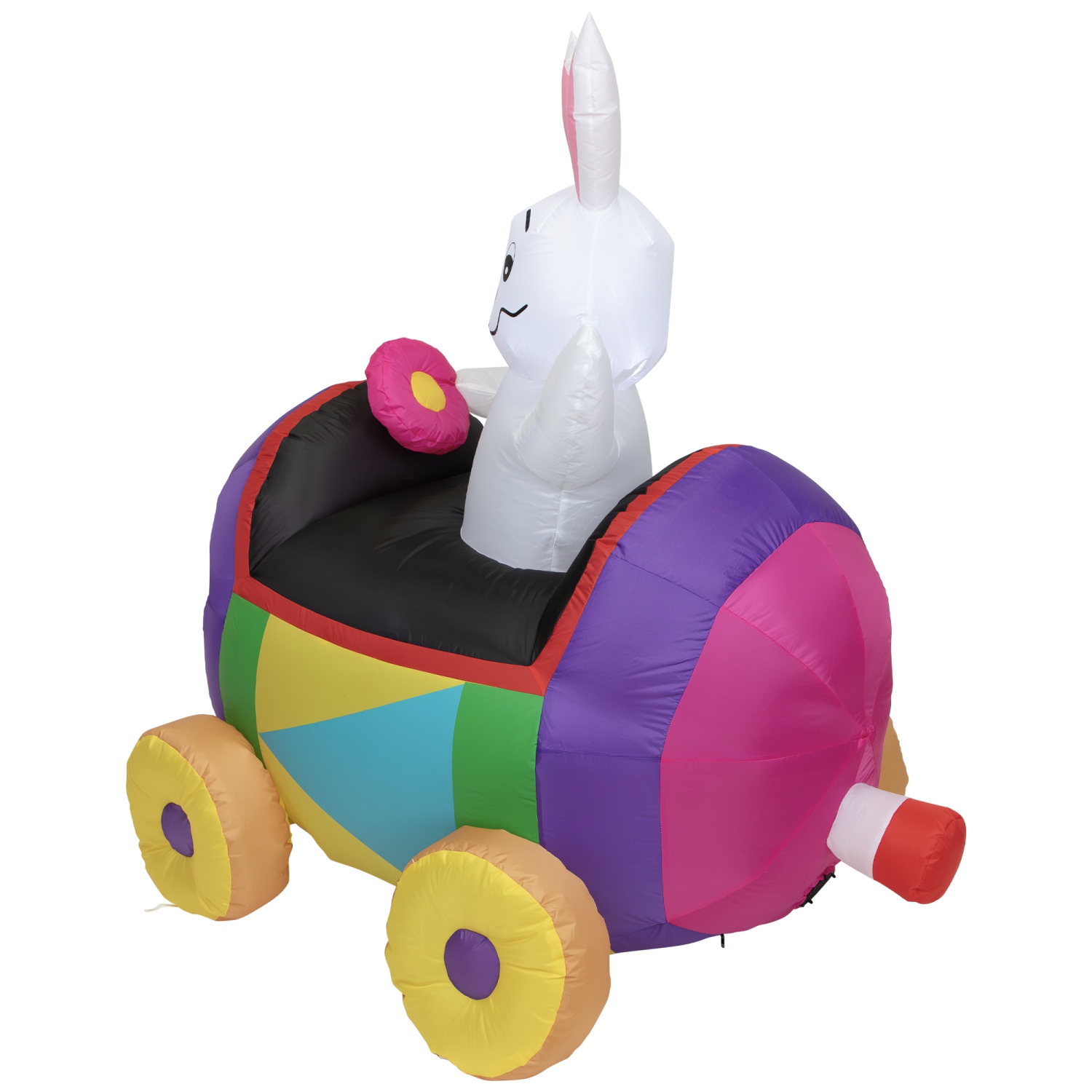Inflatable Lighted Easter Bunny with Egg Car Outdoor Decoration - 4'