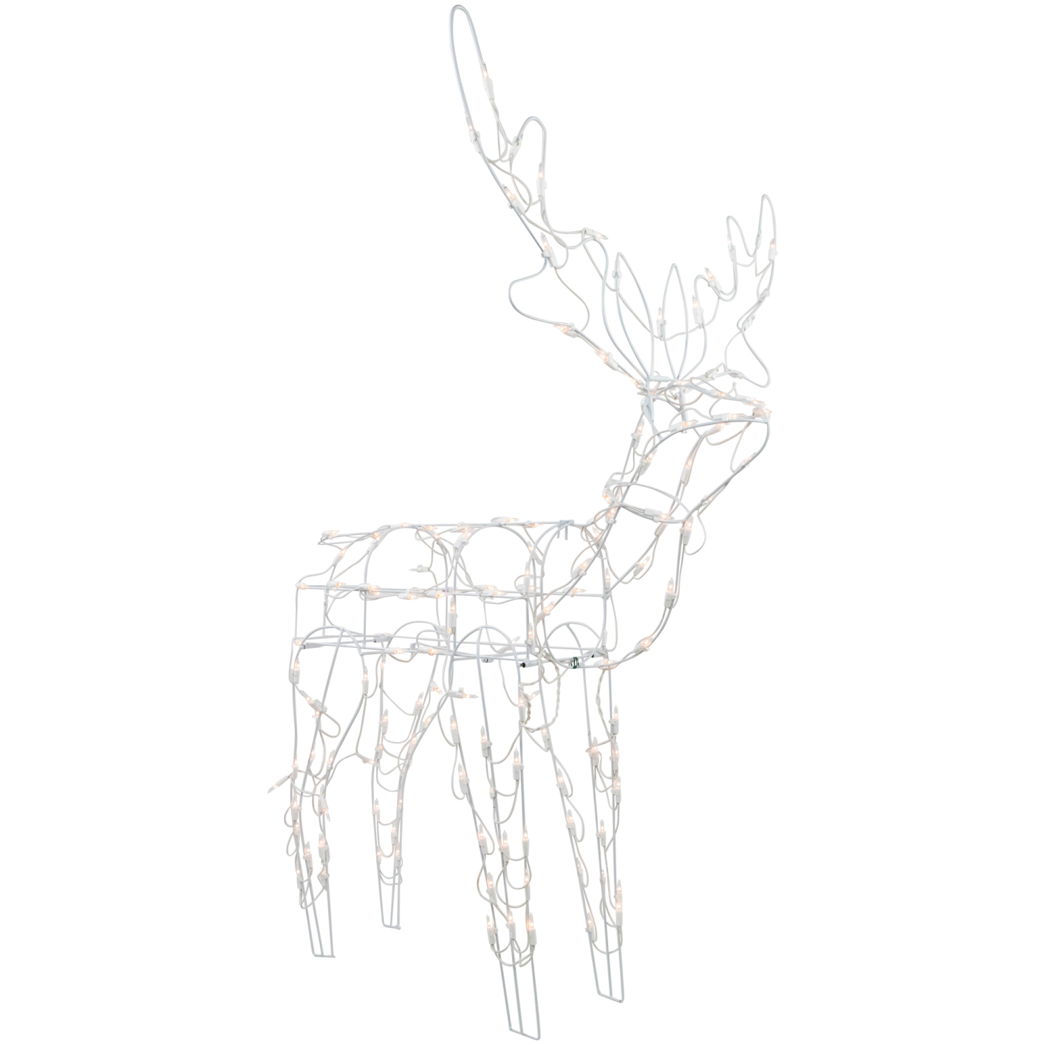 48" Lighted White Standing Reindeer Outdoor Christmas Yard Decoration