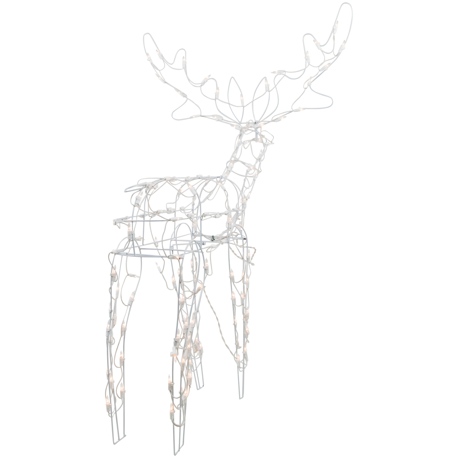 48" Lighted White Standing Reindeer Outdoor Christmas Yard Decoration