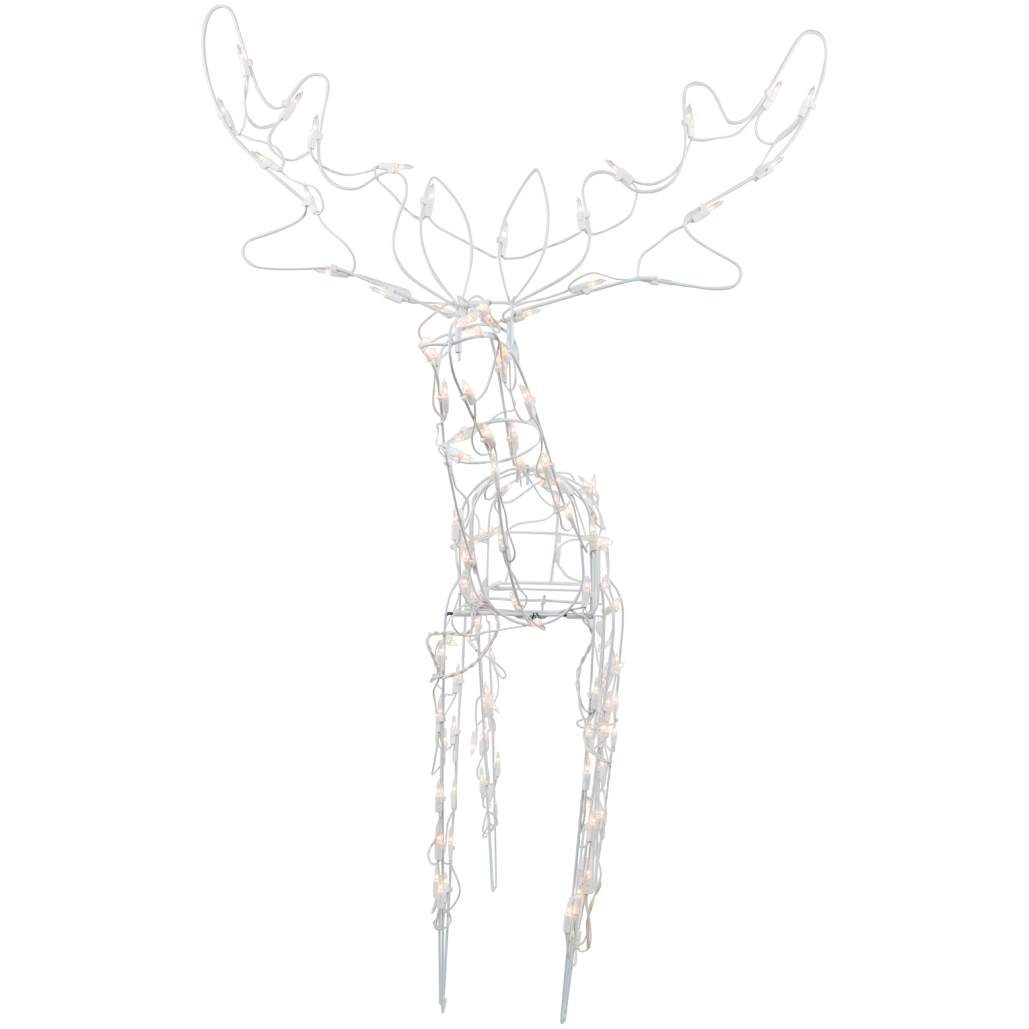 48" Lighted White Standing Reindeer Outdoor Christmas Yard Decoration