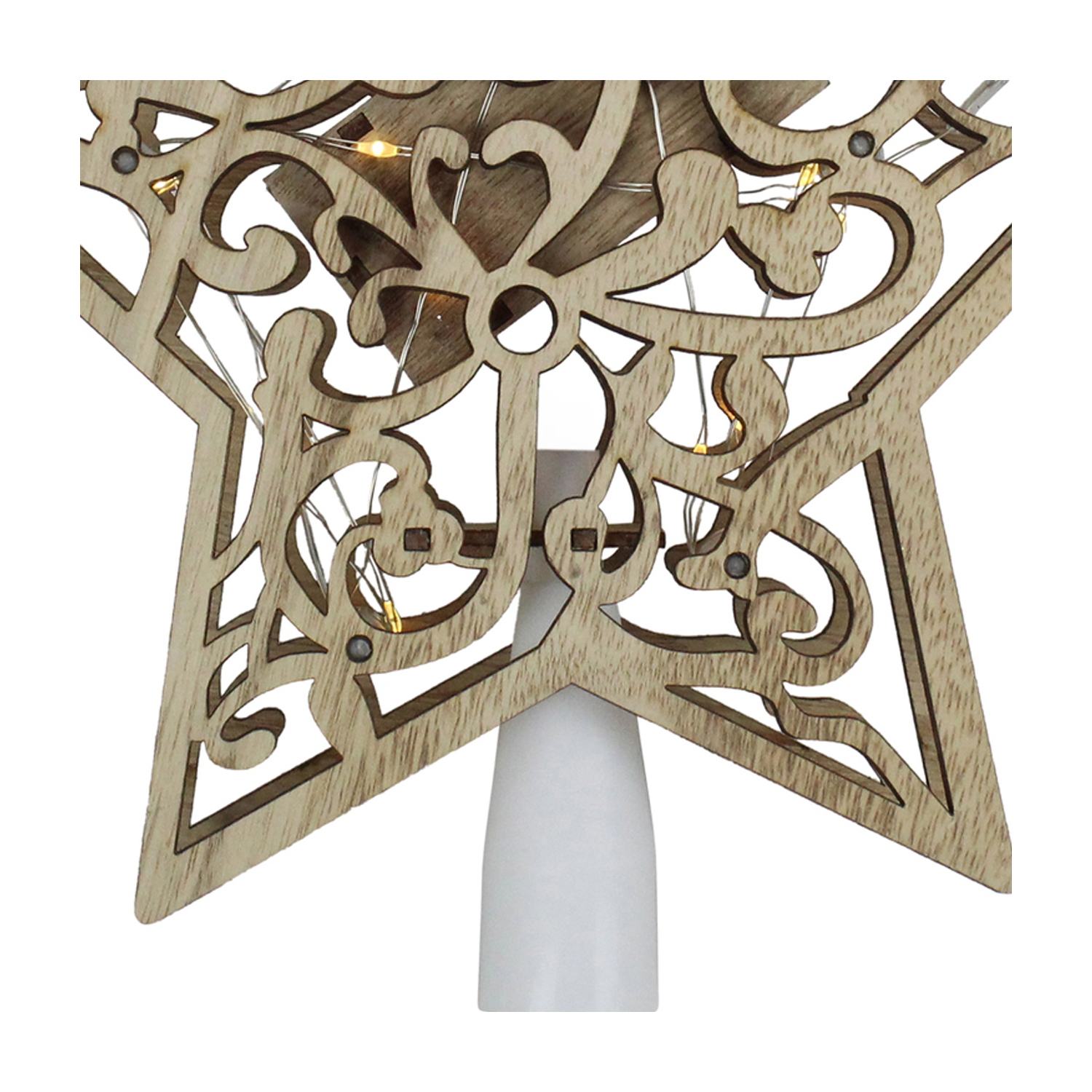 10" Lighted Brown Star with Cut-Out Design Christmas Tree Topper - Clear Lights