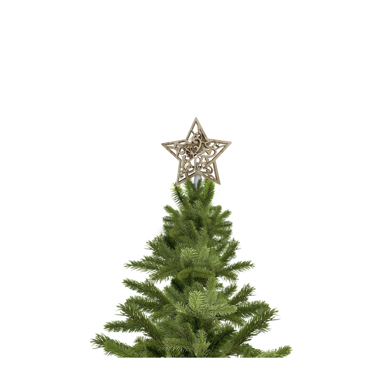 10" Lighted Brown Star with Cut-Out Design Christmas Tree Topper - Clear Lights