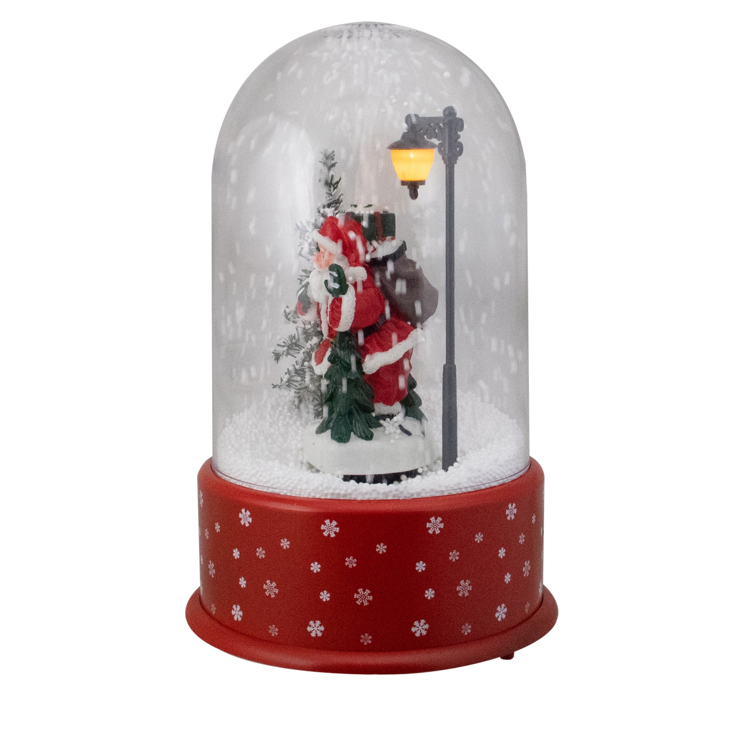 Lighted Santa with Street Light Snowing Christmas Globe - 11.75"