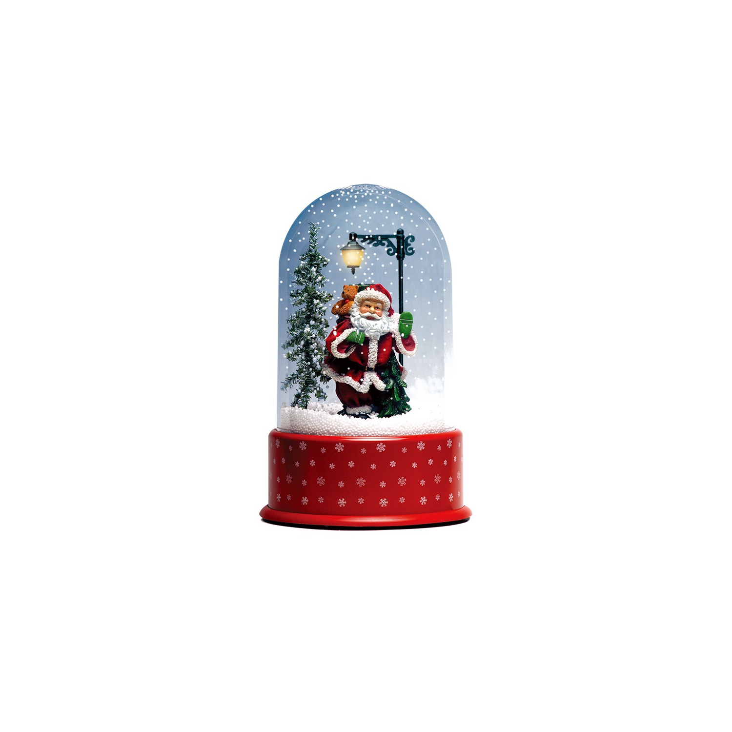 Lighted Santa with Street Light Snowing Christmas Globe - 11.75"