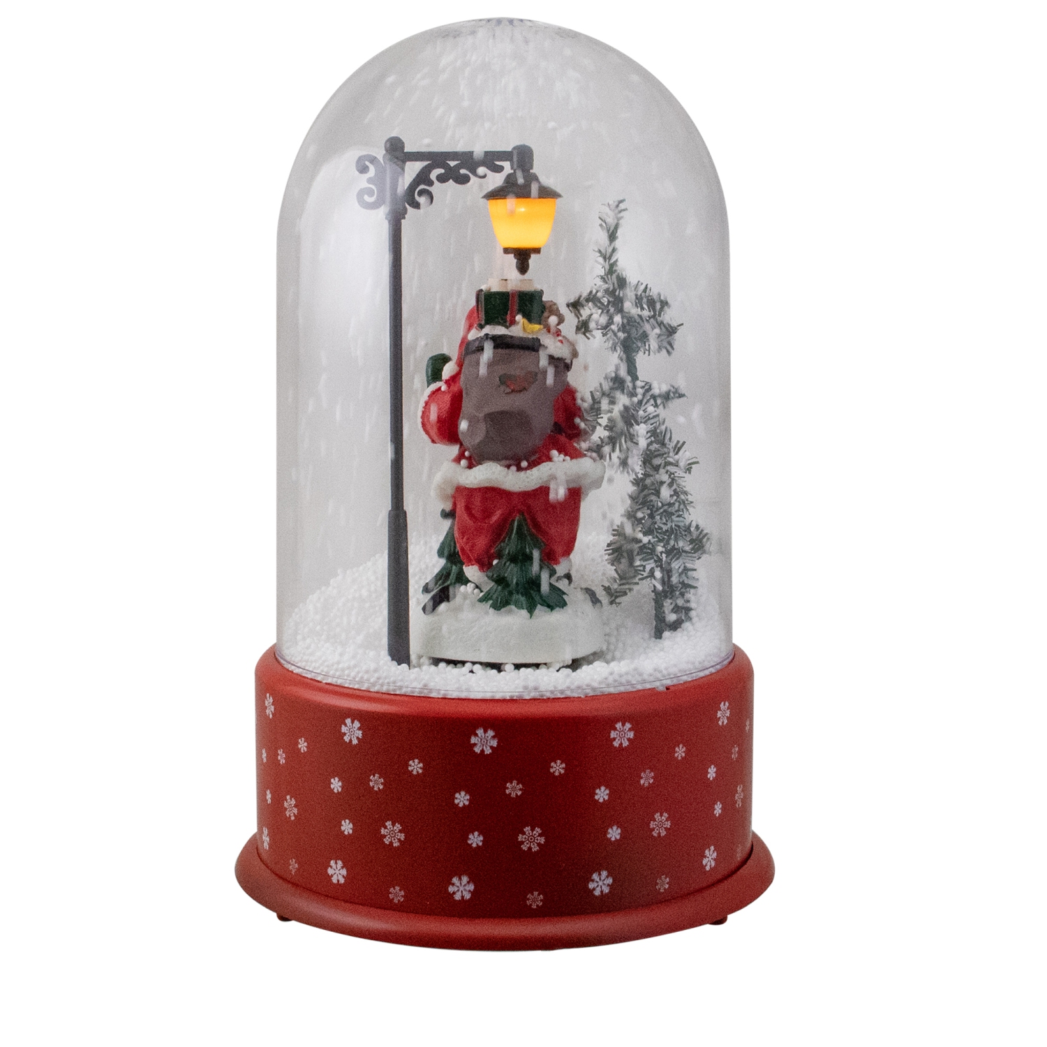 Lighted Santa with Street Light Snowing Christmas Globe - 11.75"