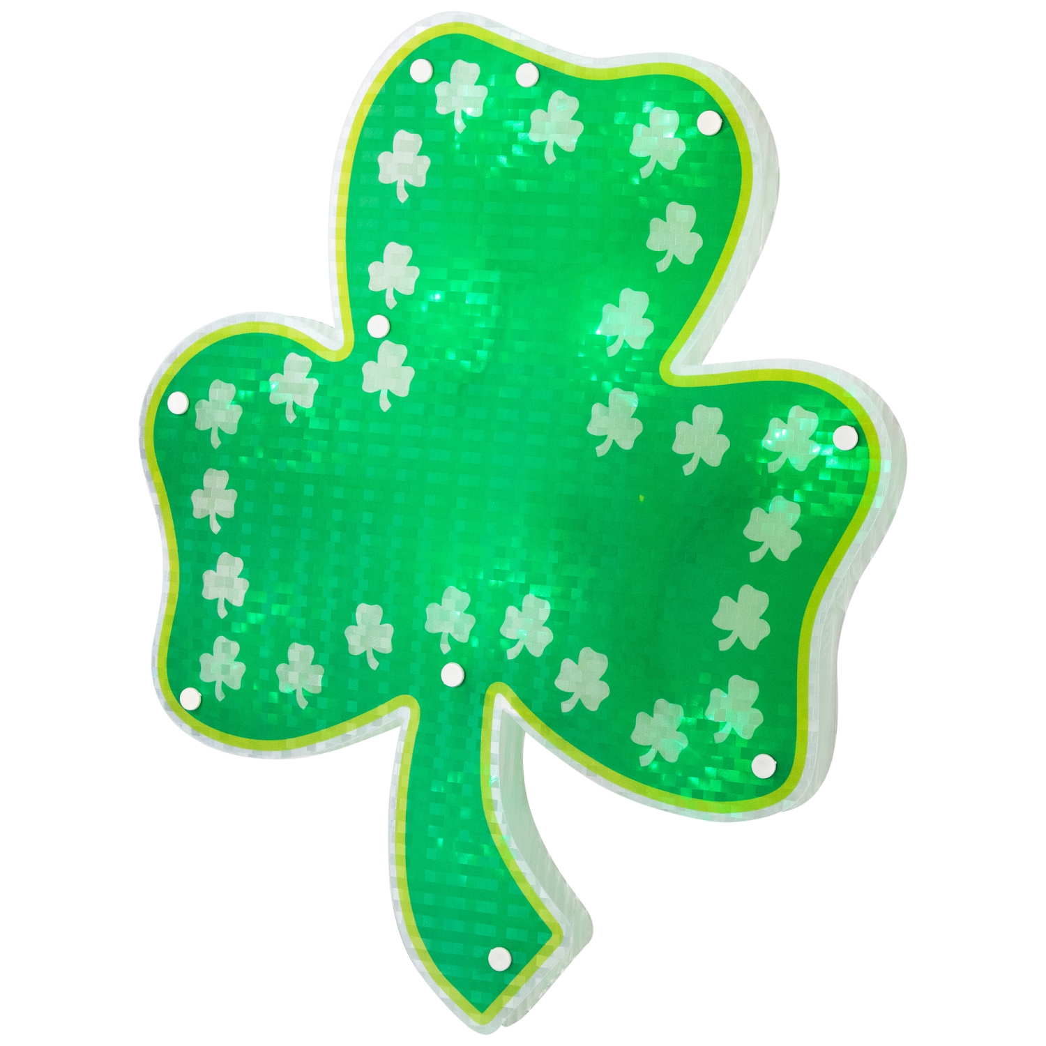 Lighted Green Shamrock St. Patrick's Day Window Silhouette - 14" - Green LED Lights