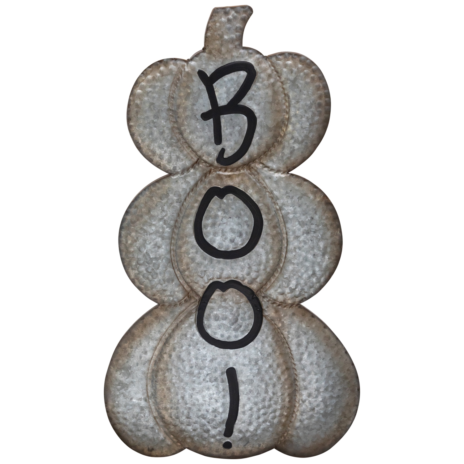 Boo! Stacked Pumpkins Metal Halloween Porch Sign - 28" - Silver