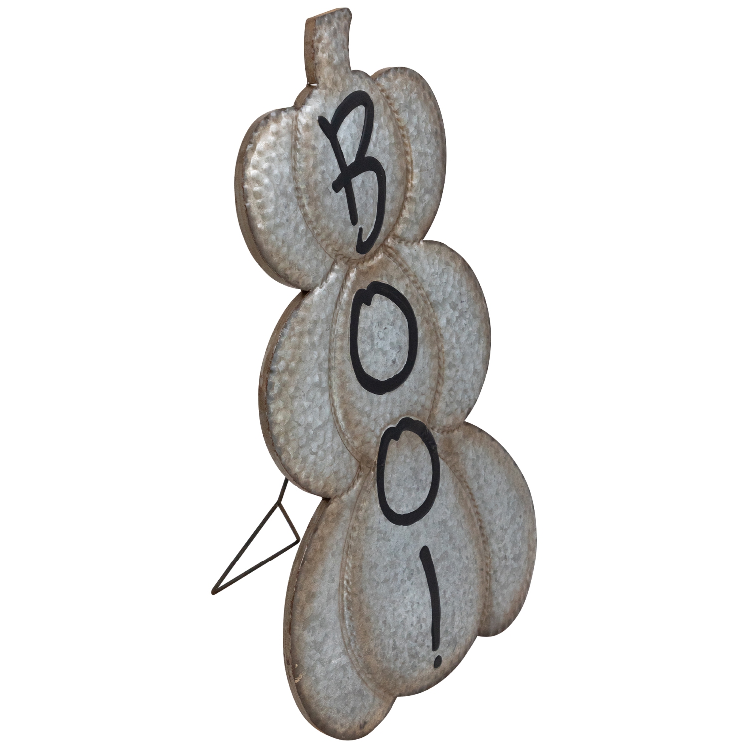 Boo! Stacked Pumpkins Metal Halloween Porch Sign - 28" - Silver