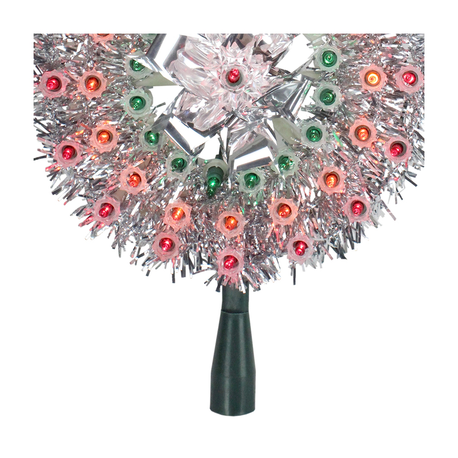 8" Pre-Lit Silver Starburst Christmas Tree Topper - Multicolor Lights