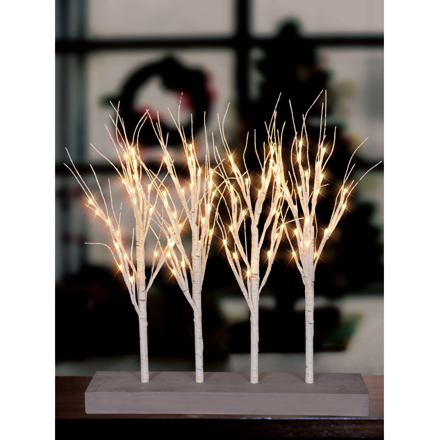 Bouleau de branches de Noël artificiel illuminé à piles de LED - 20&nbsp;po - Blanc chaud