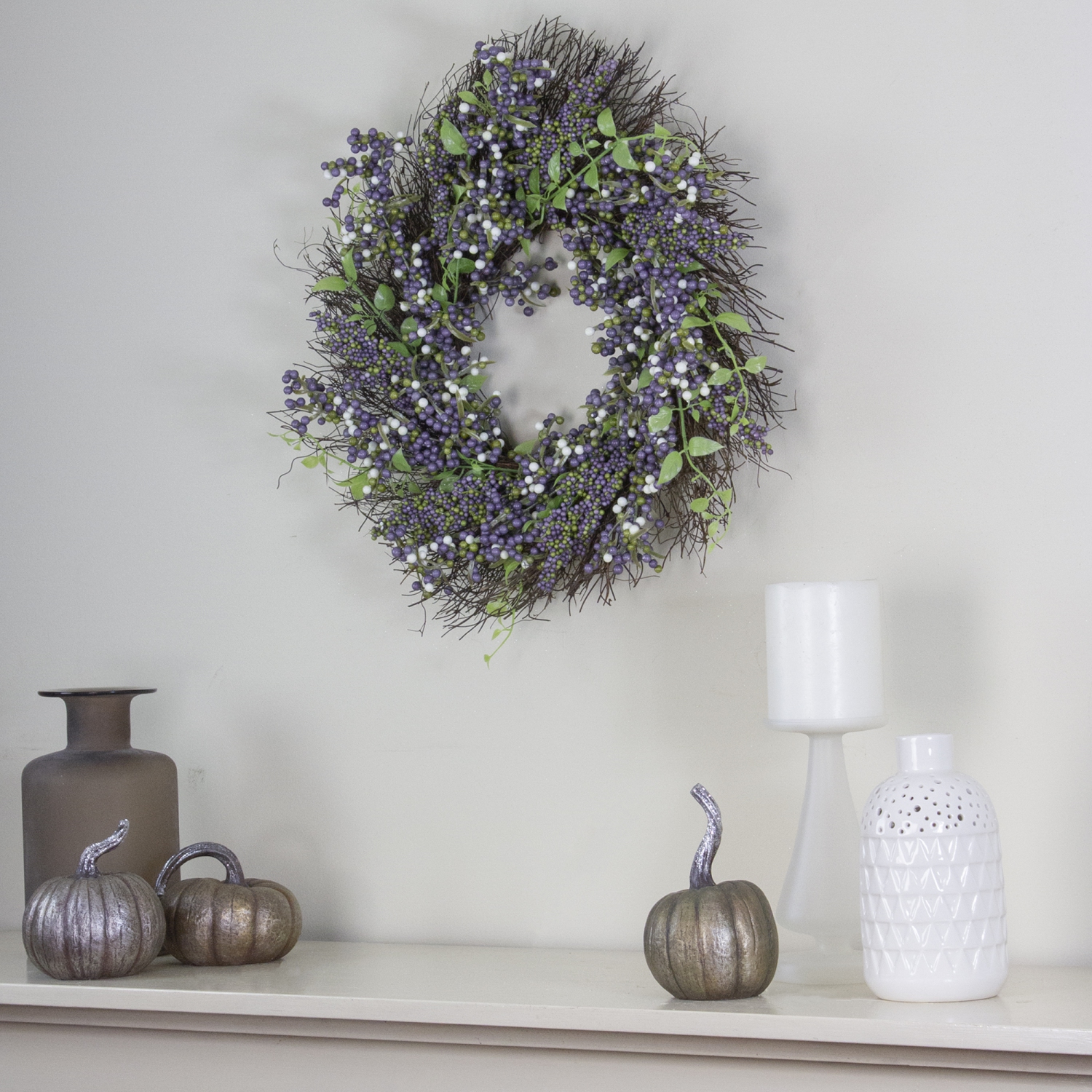 Artificial Mini Berry Fall Harvest Twig Wreath - 22"