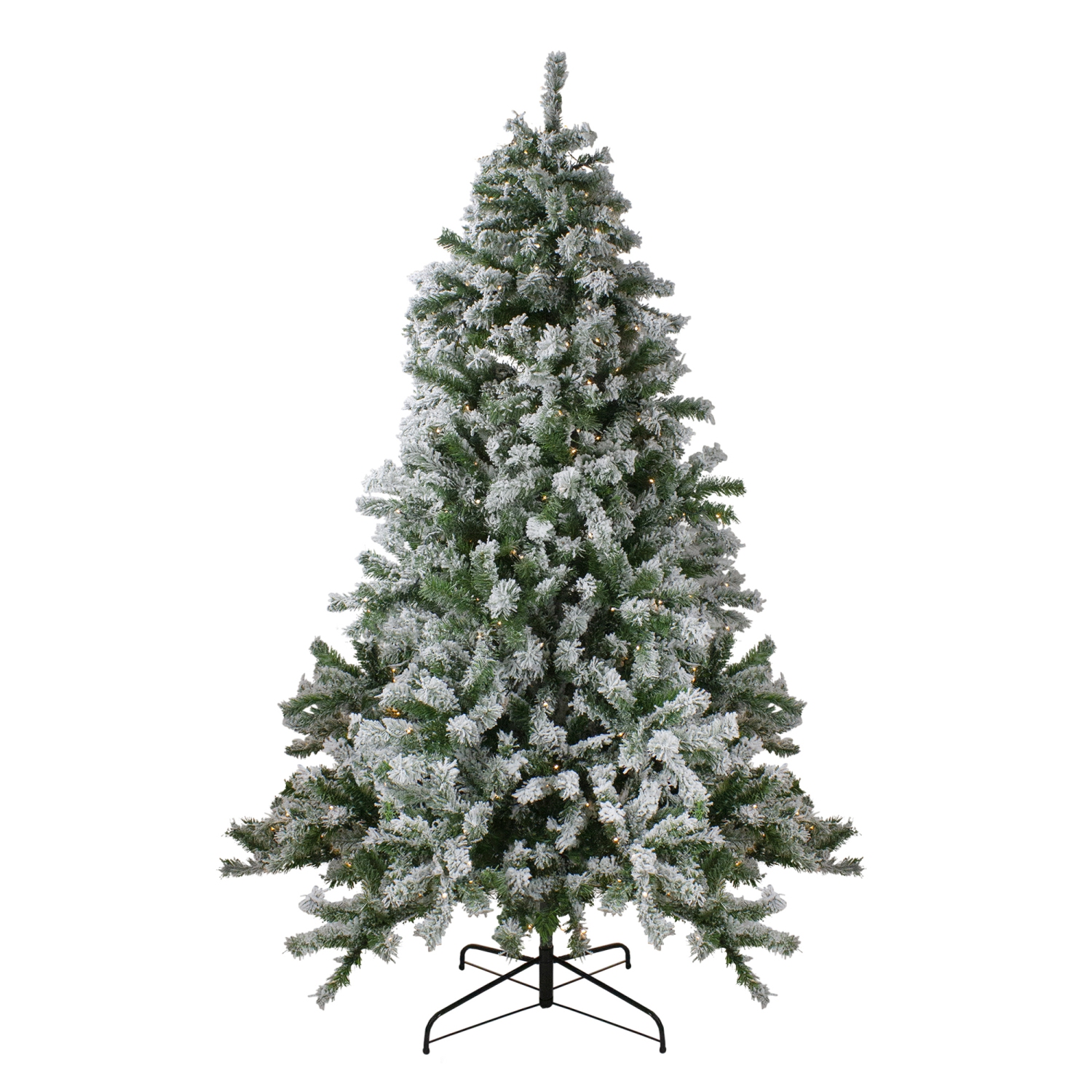 Pre-Lit LED Medium Flocked Winter Park Fir Artificial Christmas Tree - 7.5' - Warm Clear